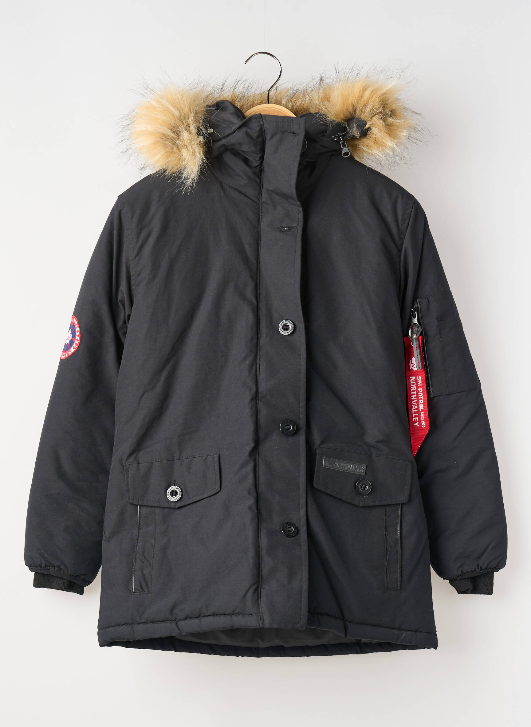 Parka kišenės su gobtuvu juodas NORTH VALLEY berniukas