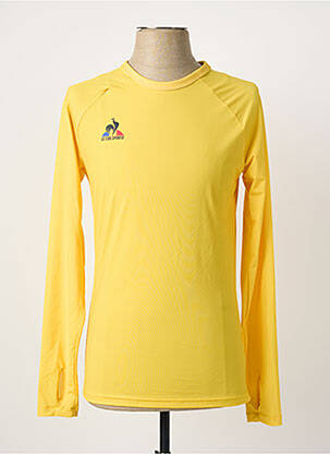 T-marškinys centrinė iškirptė ilgos rankovės geltona LE COQ SPORTIF vyras