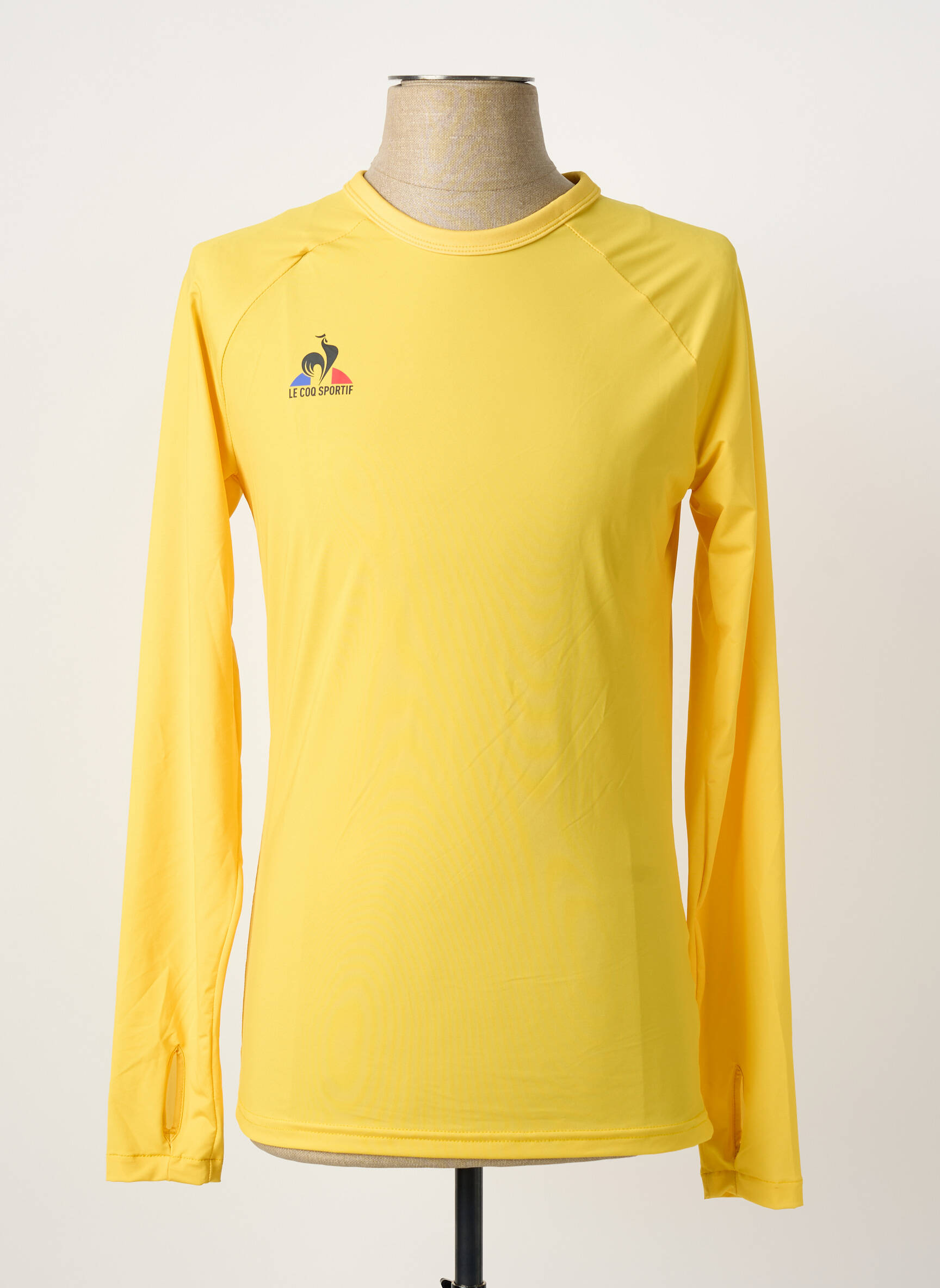T-marškinys centrinė iškirptė ilgos rankovės geltona LE COQ SPORTIF vyras