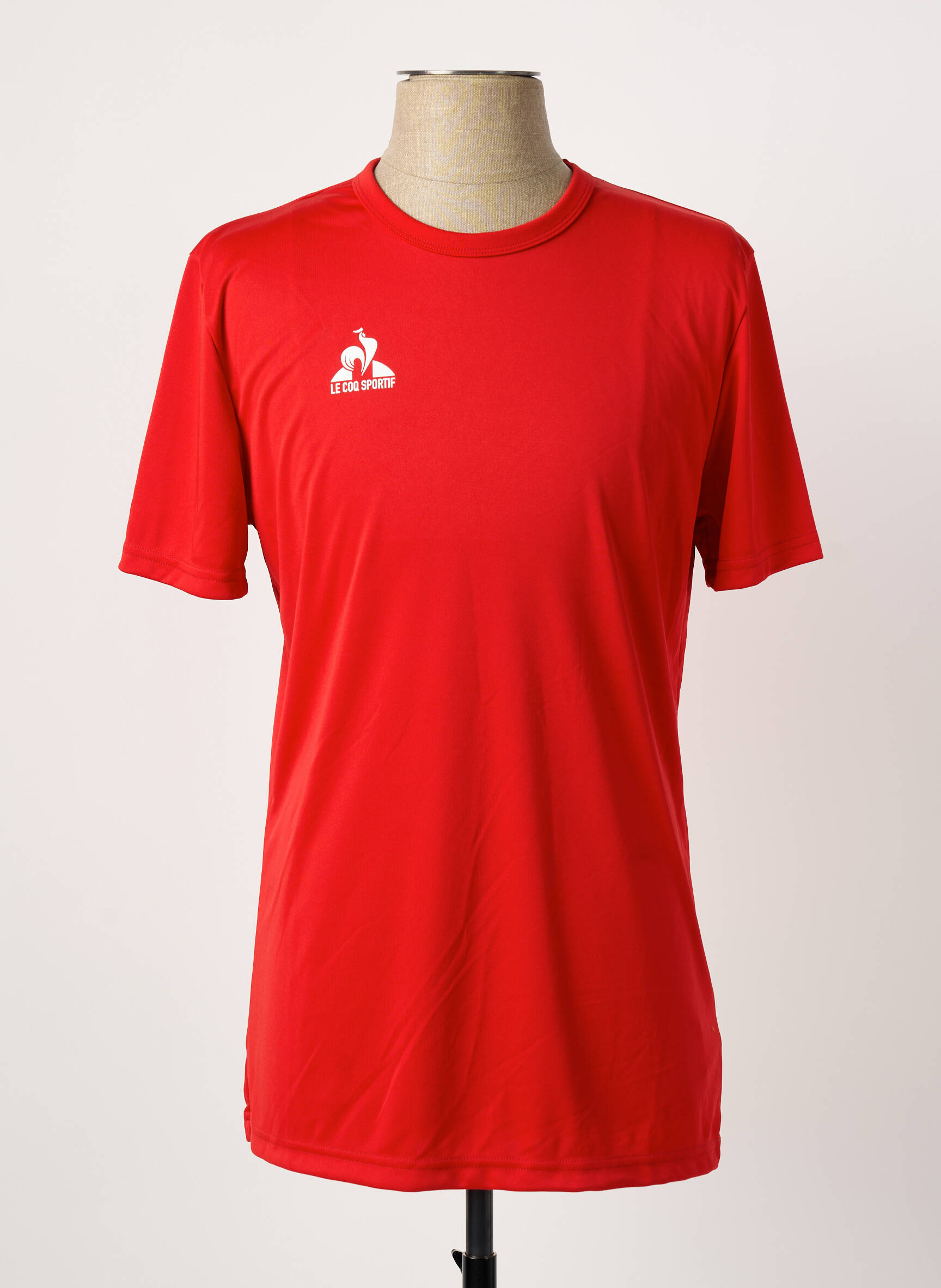 T-marškinys centrinė iškirptė trumpas rankovės raudona LE COQ SPORTIF vyras
