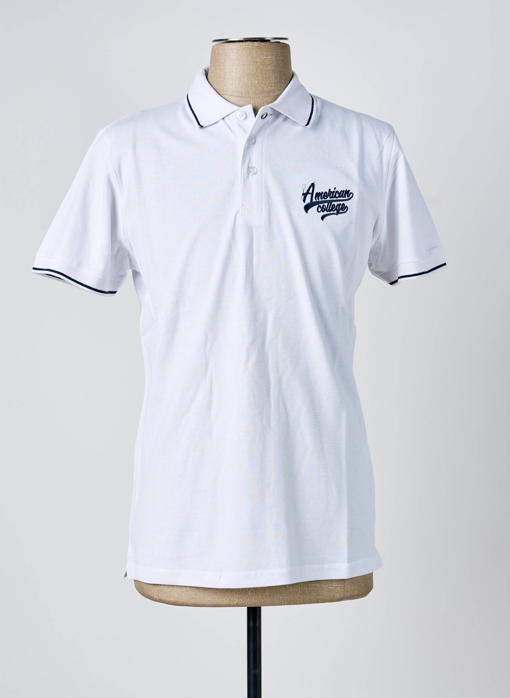 Polo tiesi kirpimas trumpas rankovės baltas AMERICAN COLLEGE vyras