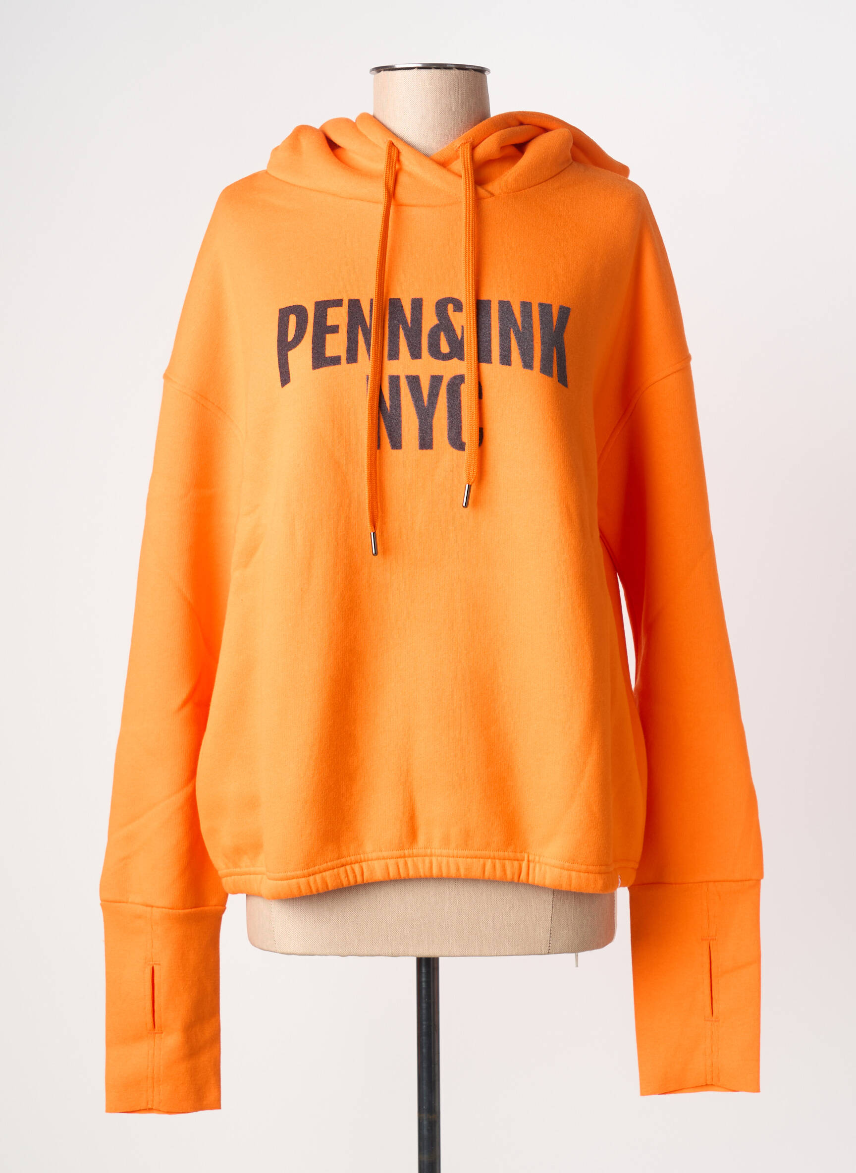 Kapišonas tamprumas ilgos rankovės oranžinė PENN & INK N.Y moteris