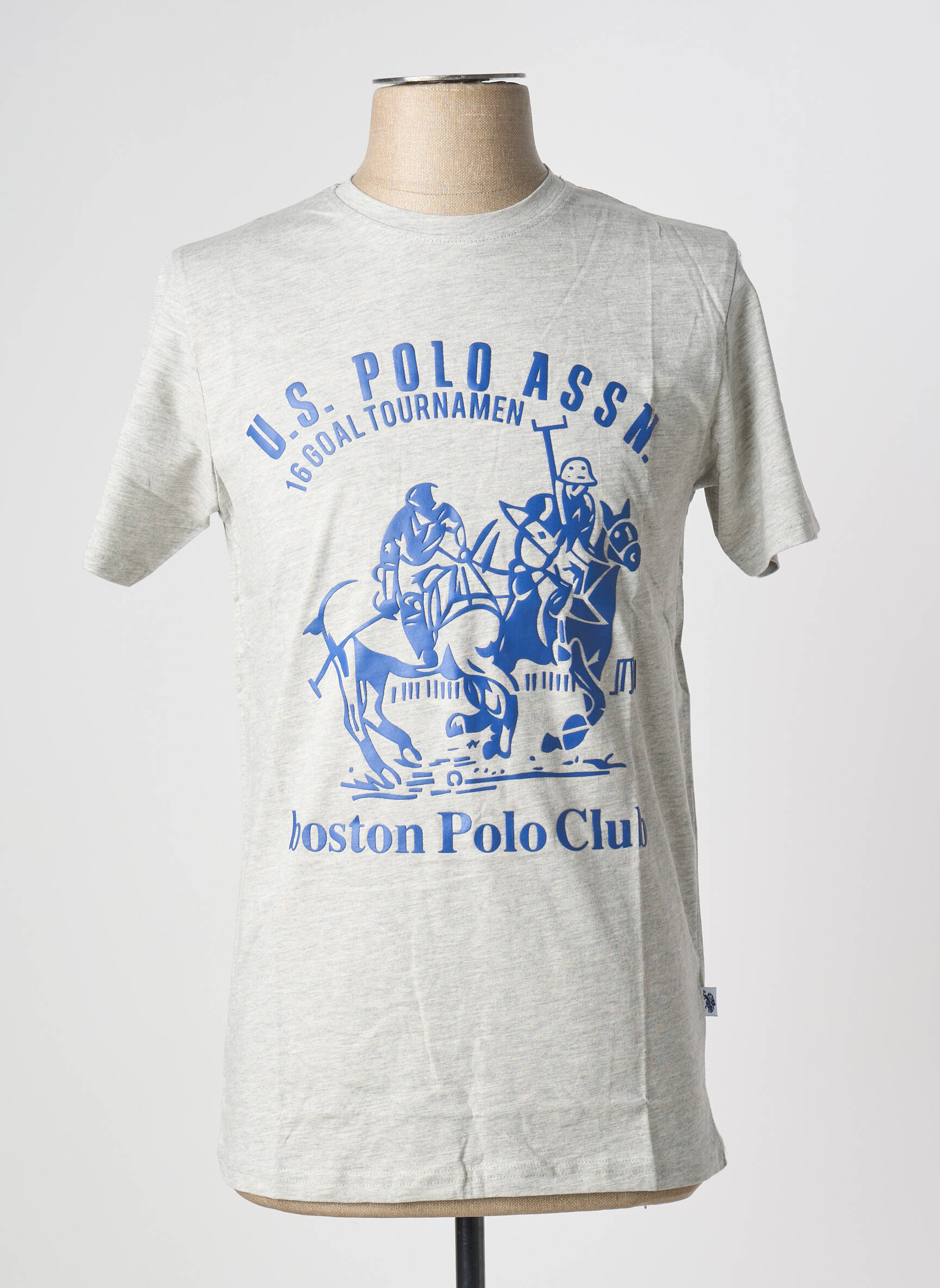 T-marškinys centrinė iškirptė trumpas rankovės pilka U.S. POLO ASSN vyras