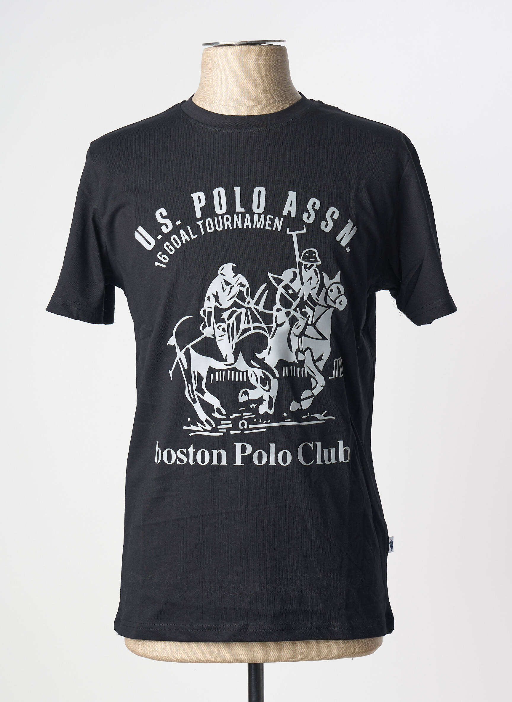 T-marškinys centrinė iškirptė trumpas rankovės juodas U.S. POLO ASSN vyras