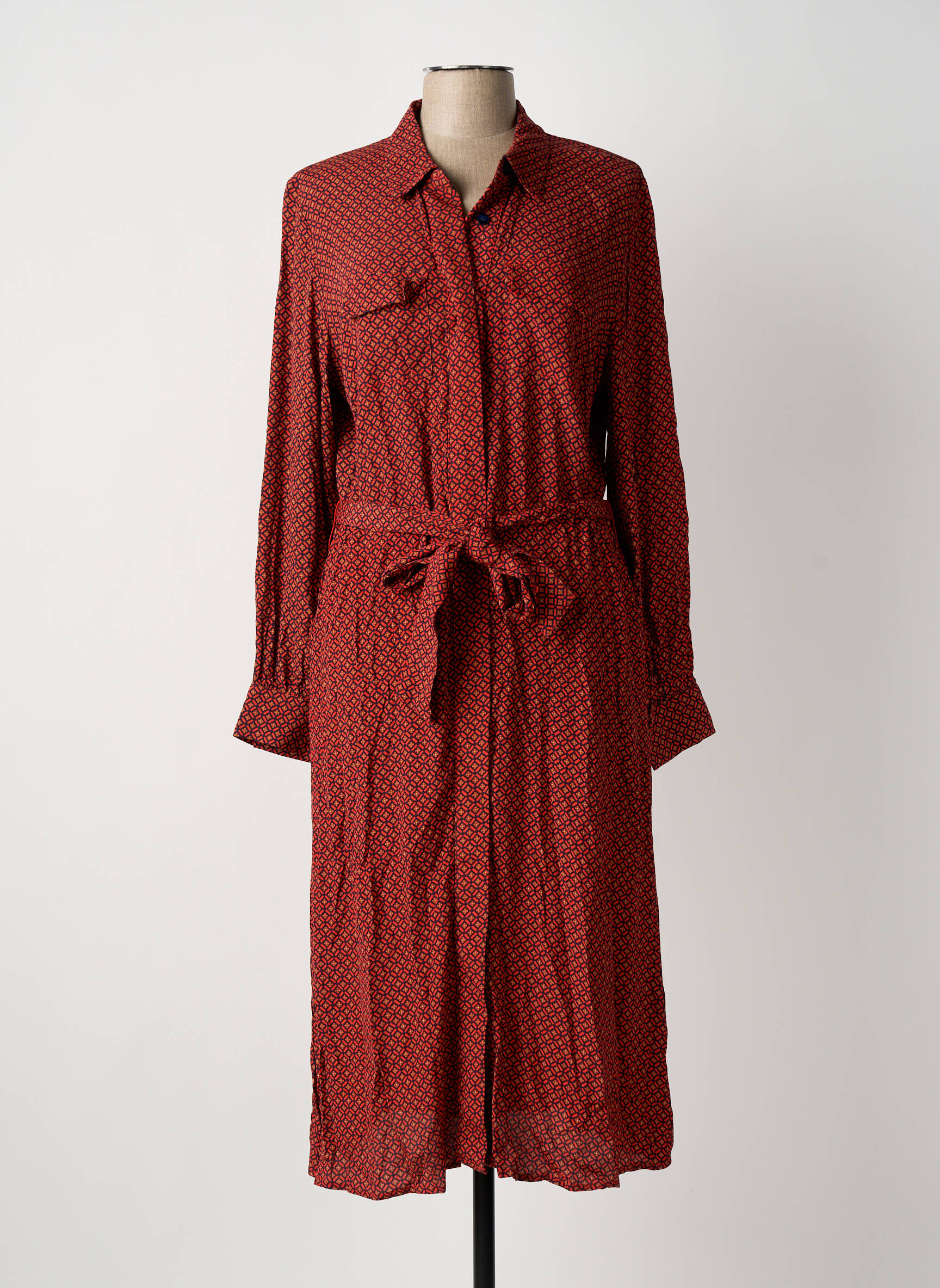 Pusilgių suknelė gėlių raštas ilgos rankovės oranžinė OLSEN moteris