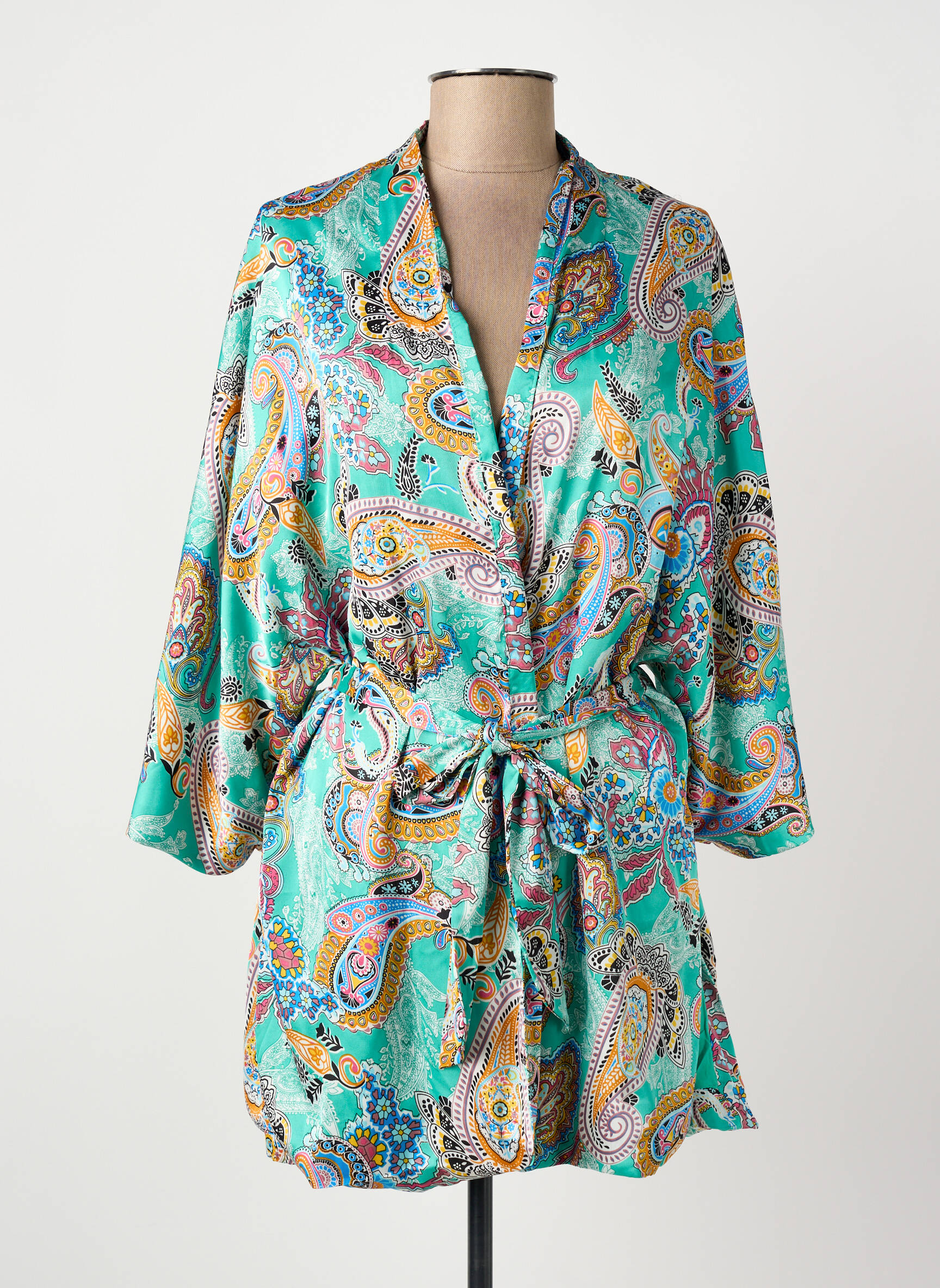 Kimono striukė fantazijos raštas žalias ROSA FASHION moteris