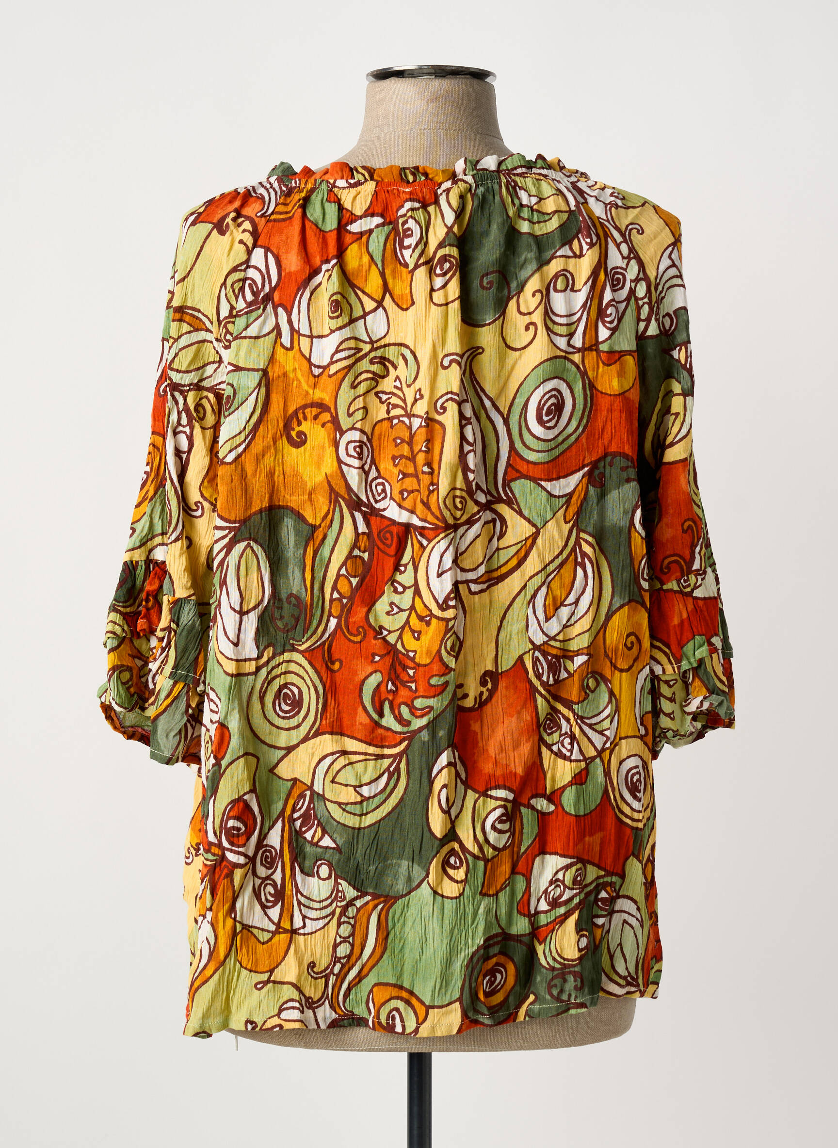 Bluzonai fantazijos raštas 3/4 rankovės žalias ORIENTIQUE NATURALLY moteris