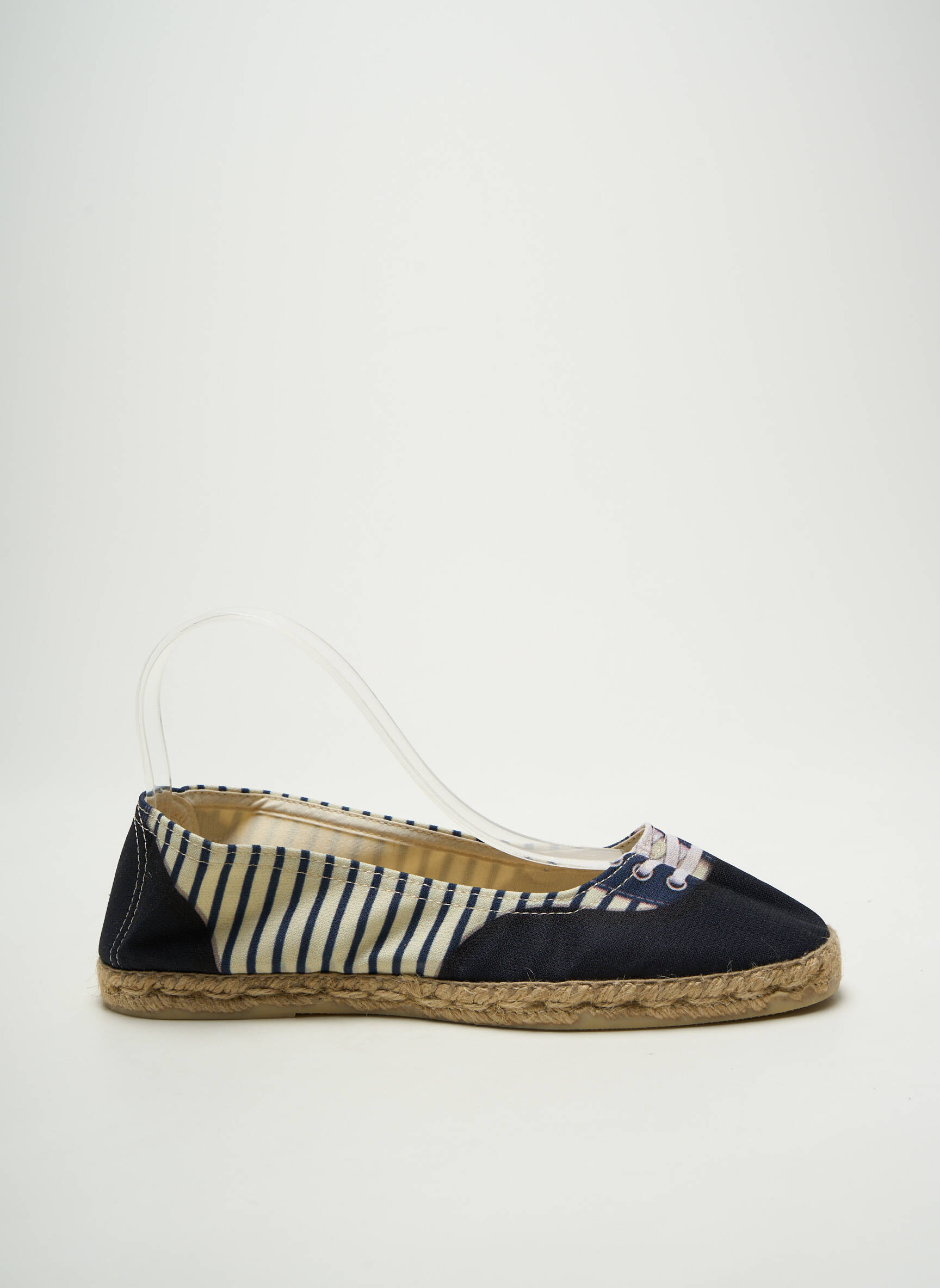 Espadrilės apvalus mygtukas plokščias kulnas iki 3 cm juodas B SIDED moteris