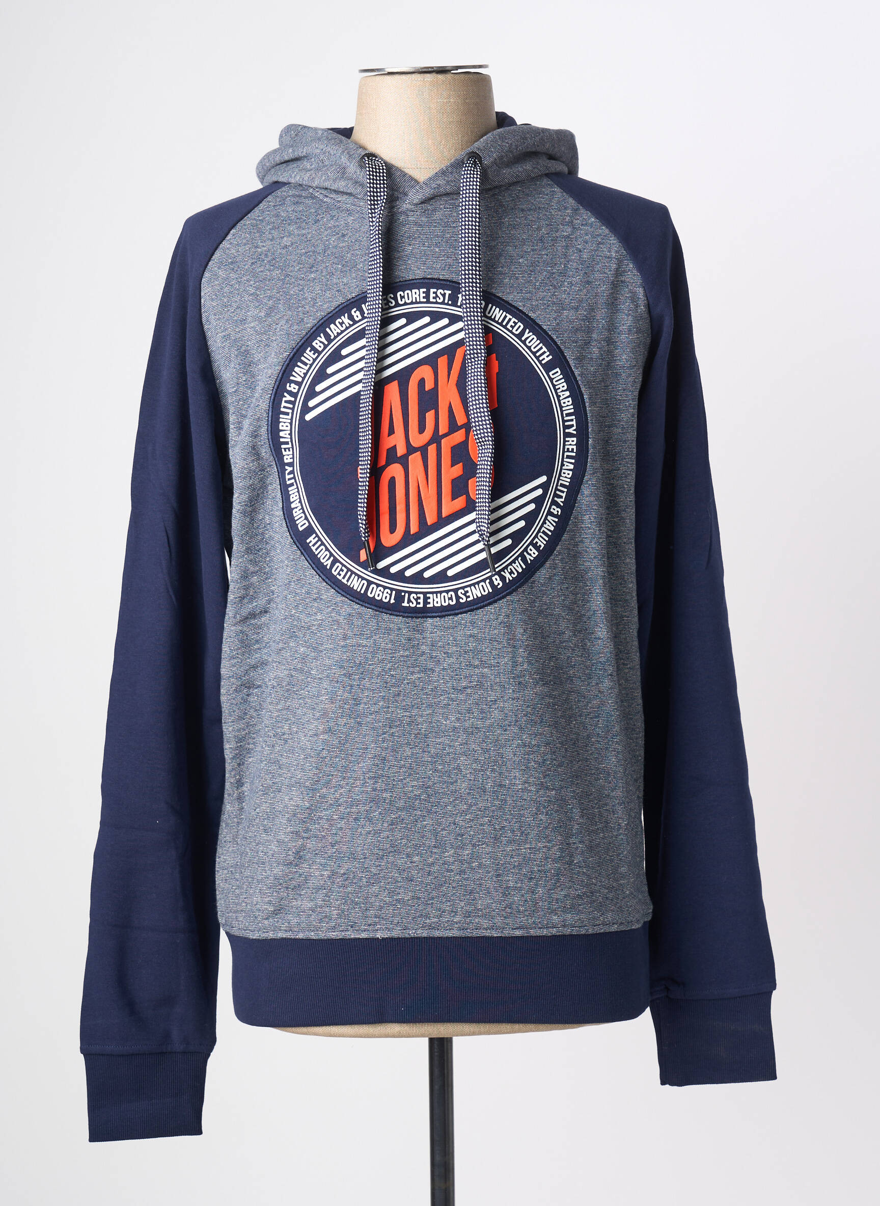 Kapišonas siuvinėjimas ilgos rankovės mėlyna JACK & JONES vyras