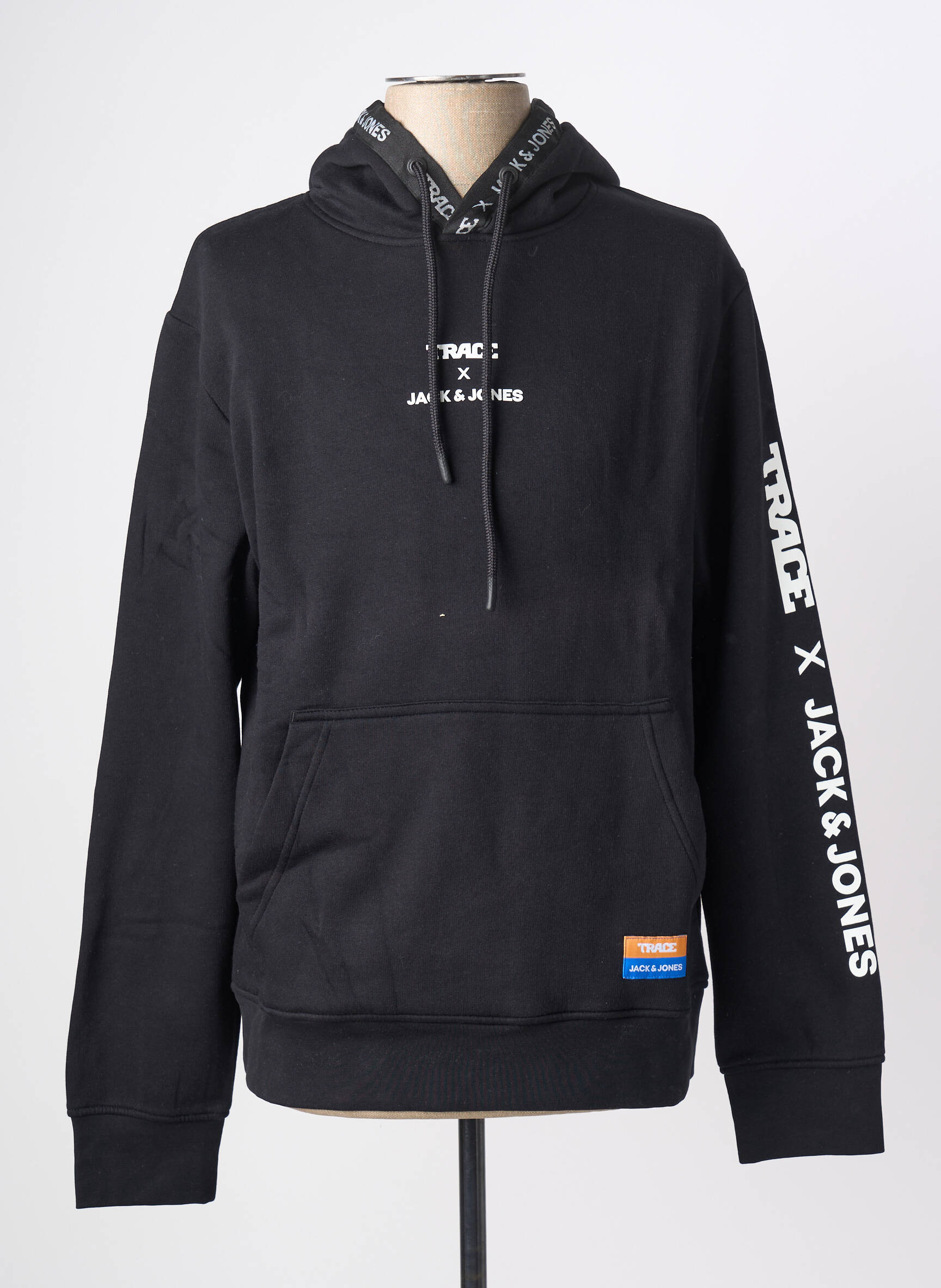 Kapišonas siuvinėjimas ilgos rankovės juodas JACK & JONES vyras