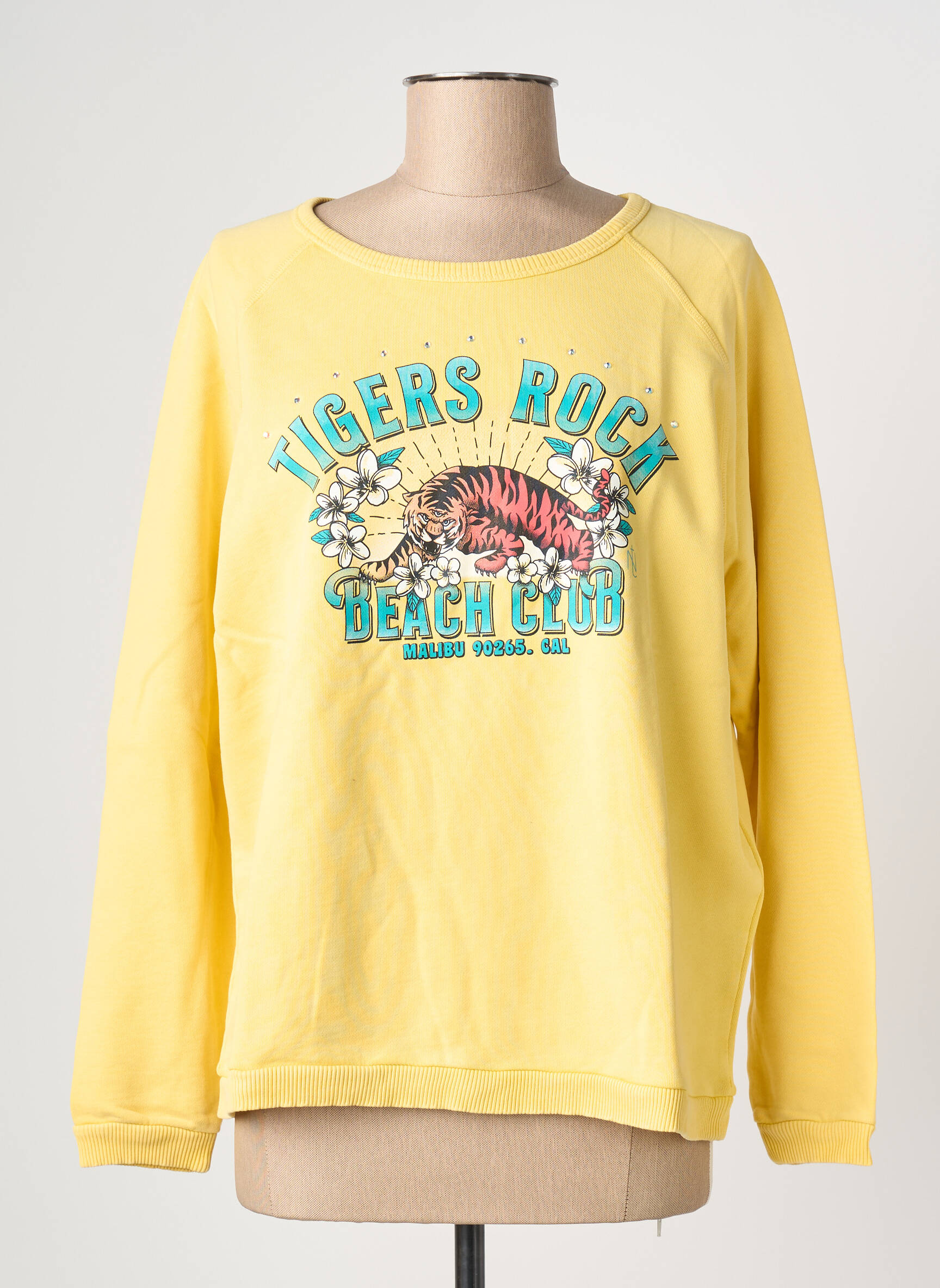 Mikroskopas floqué serigrafija ilgos rankovės geltona NINE TEES moteris
