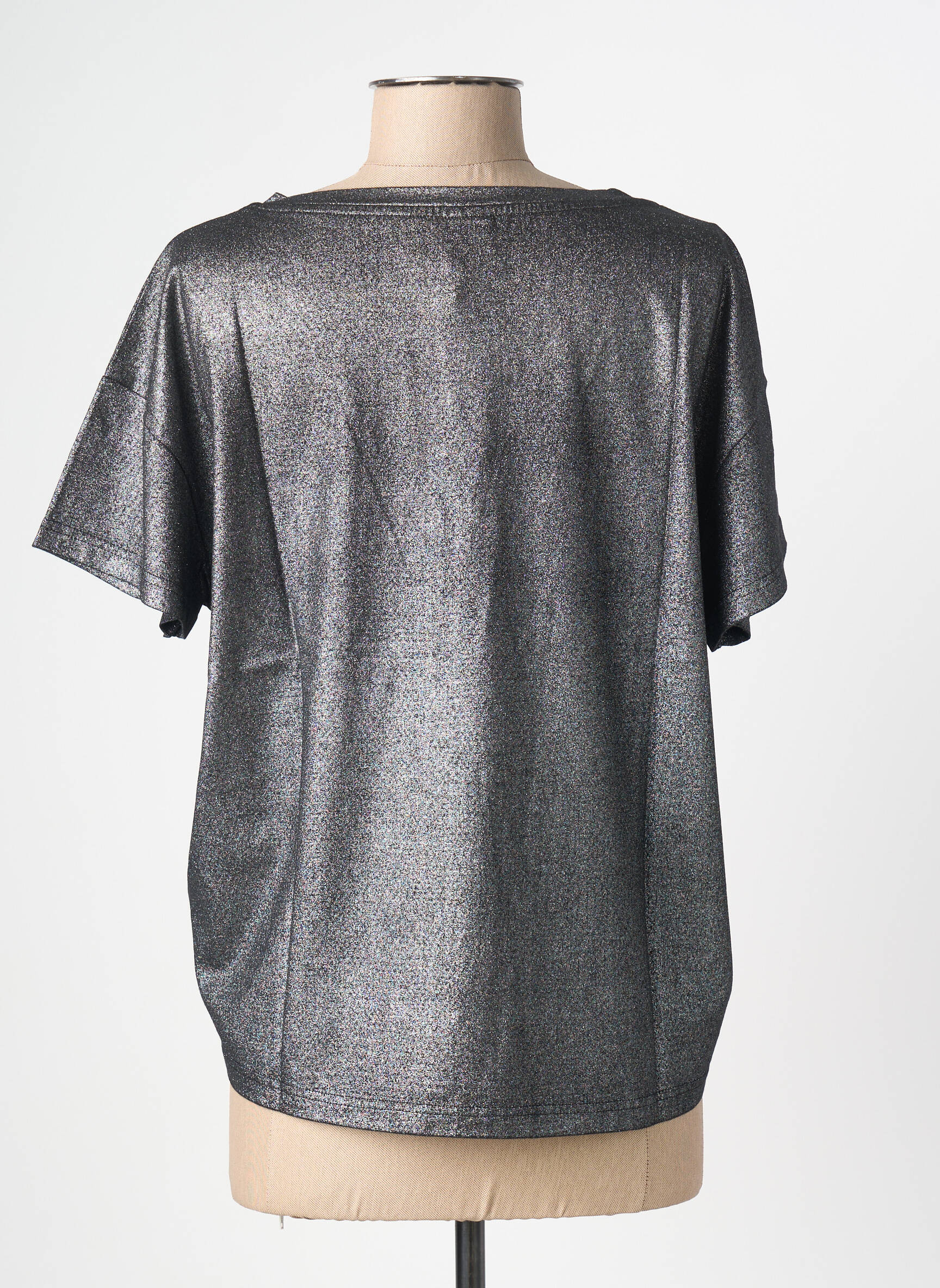 T-marškinys floqué serigrafija trumpas rankovės juodas NINE TEES moteris