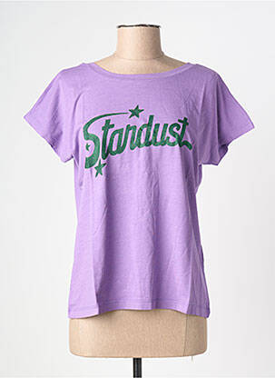 T-marškinys floqué serigrafija trumpas rankovės violetinis NINE TEES moteris