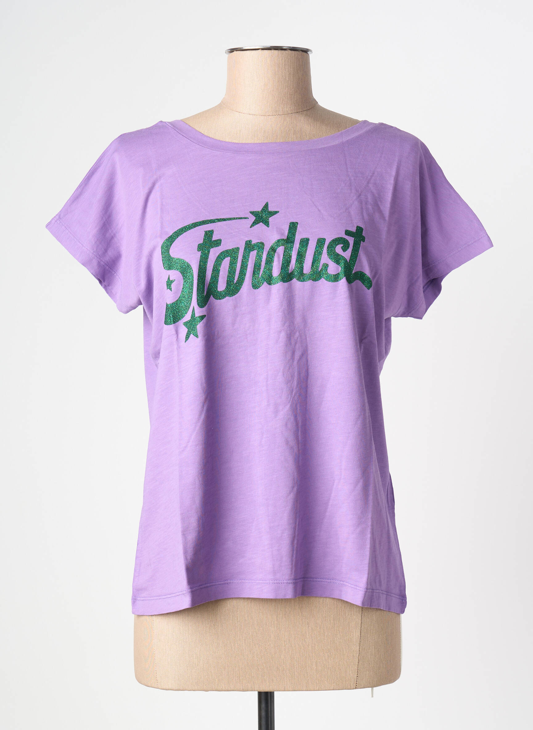 T-marškinys floqué serigrafija trumpas rankovės violetinis NINE TEES moteris