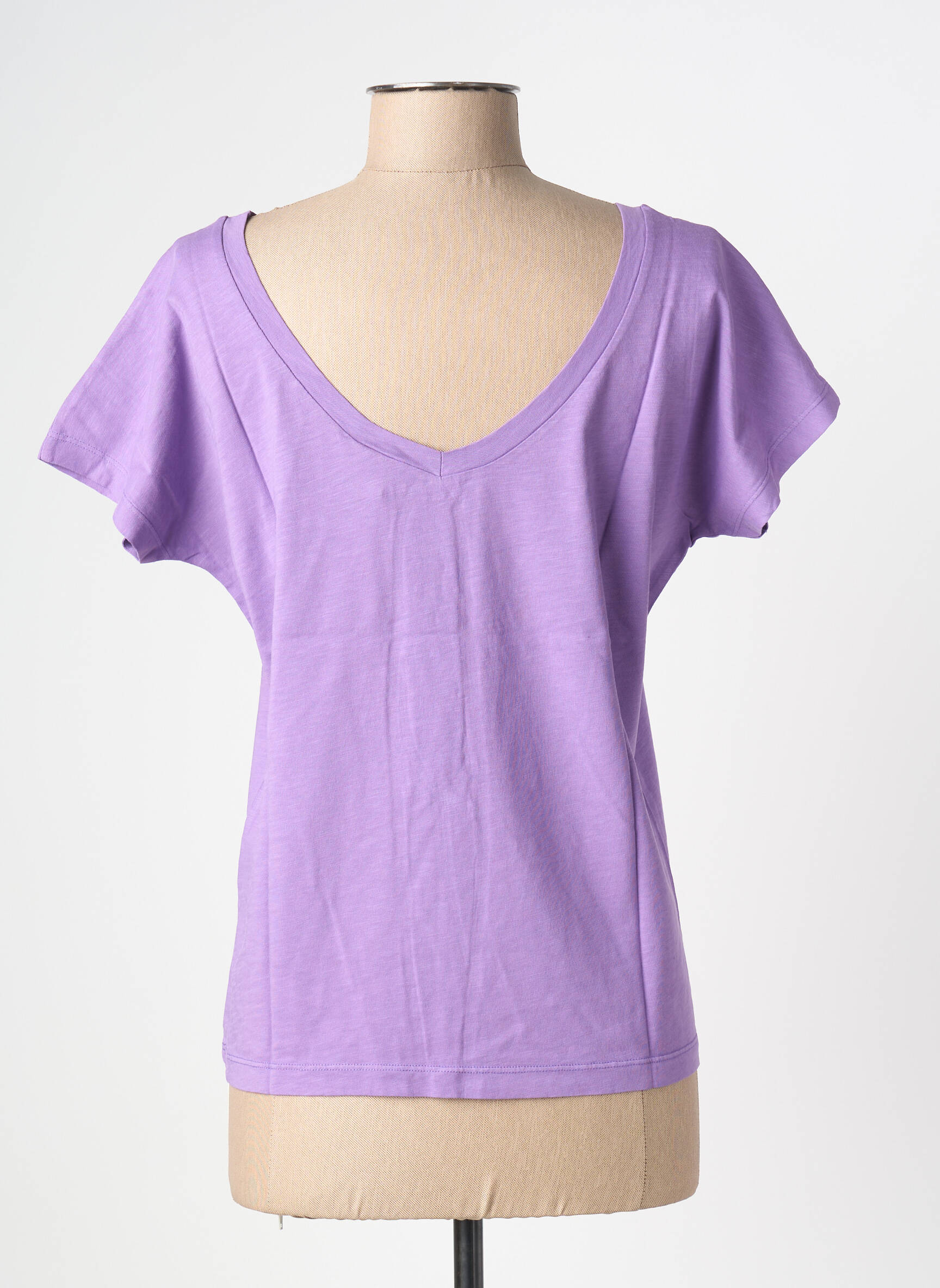T-marškinys floqué serigrafija trumpas rankovės violetinis NINE TEES moteris