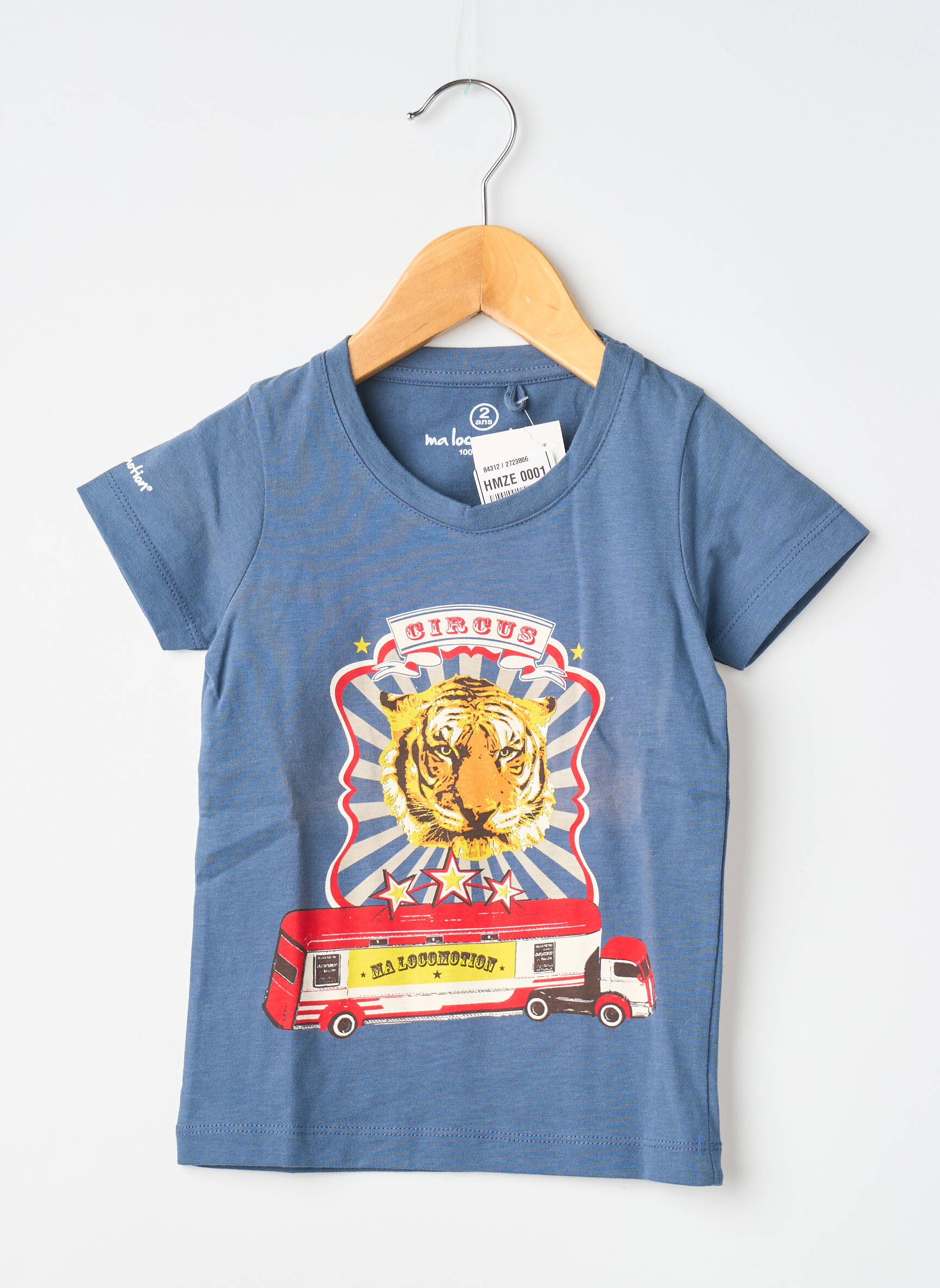 T-marškinys floqué serigrafija trumpas rankovės mėlyna MA LOCOMOTION berniukas