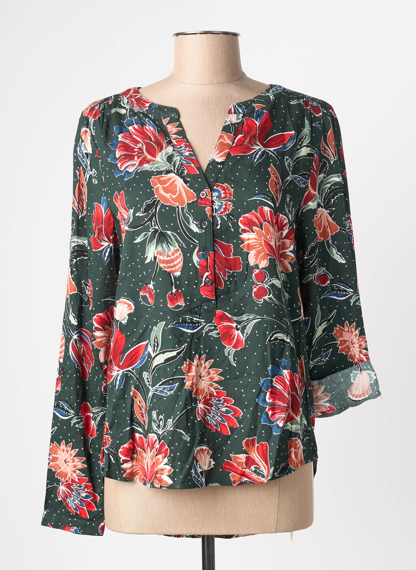 Bluzonai popelinos audinys, kuris pasižymi lygiu ir tankiu paviršiumi. ilgos rankovės žalias STREET ONE moteris