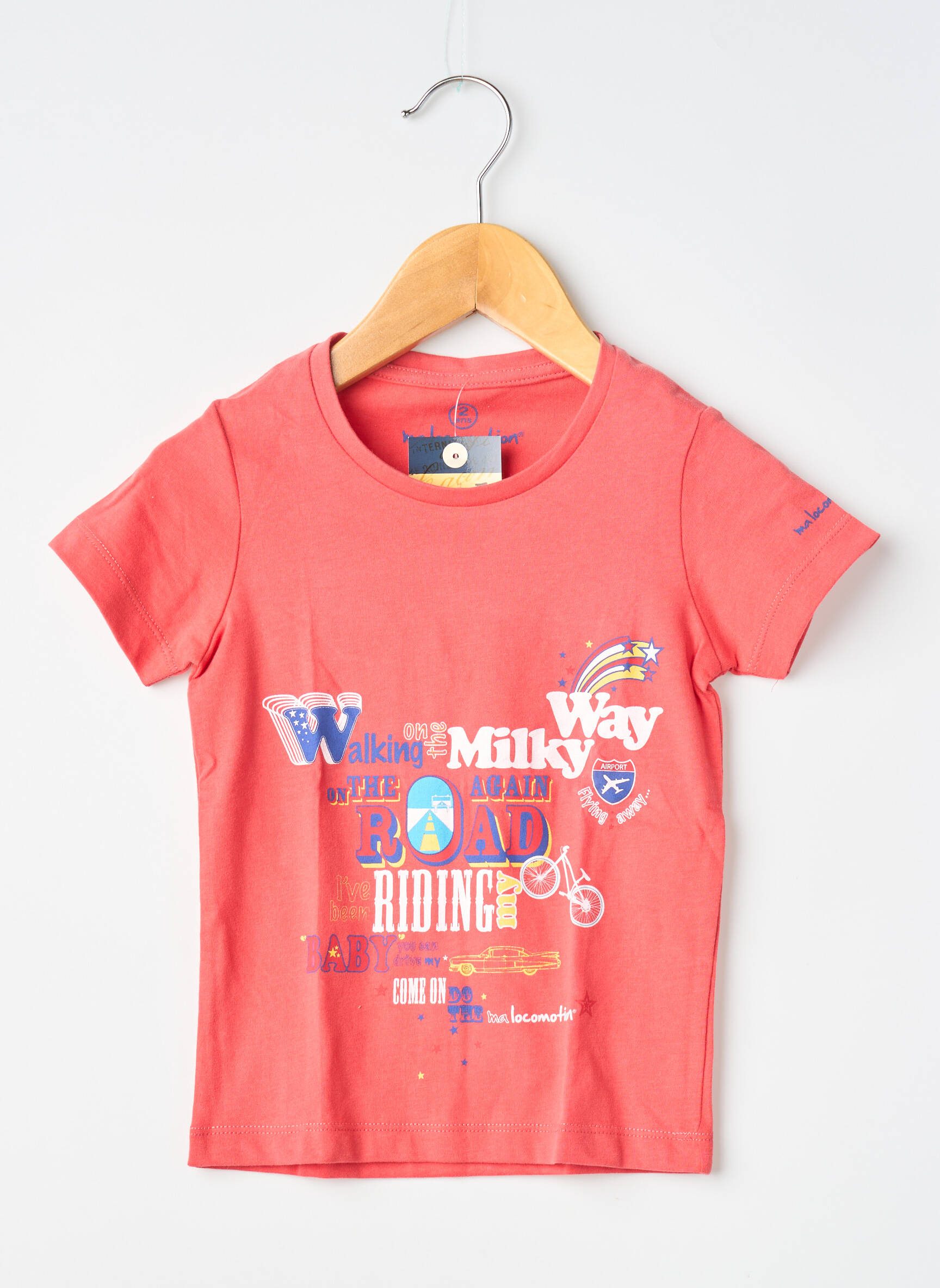 T-marškinys floqué serigrafija trumpas rankovės raudona MA LOCOMOTION berniukas