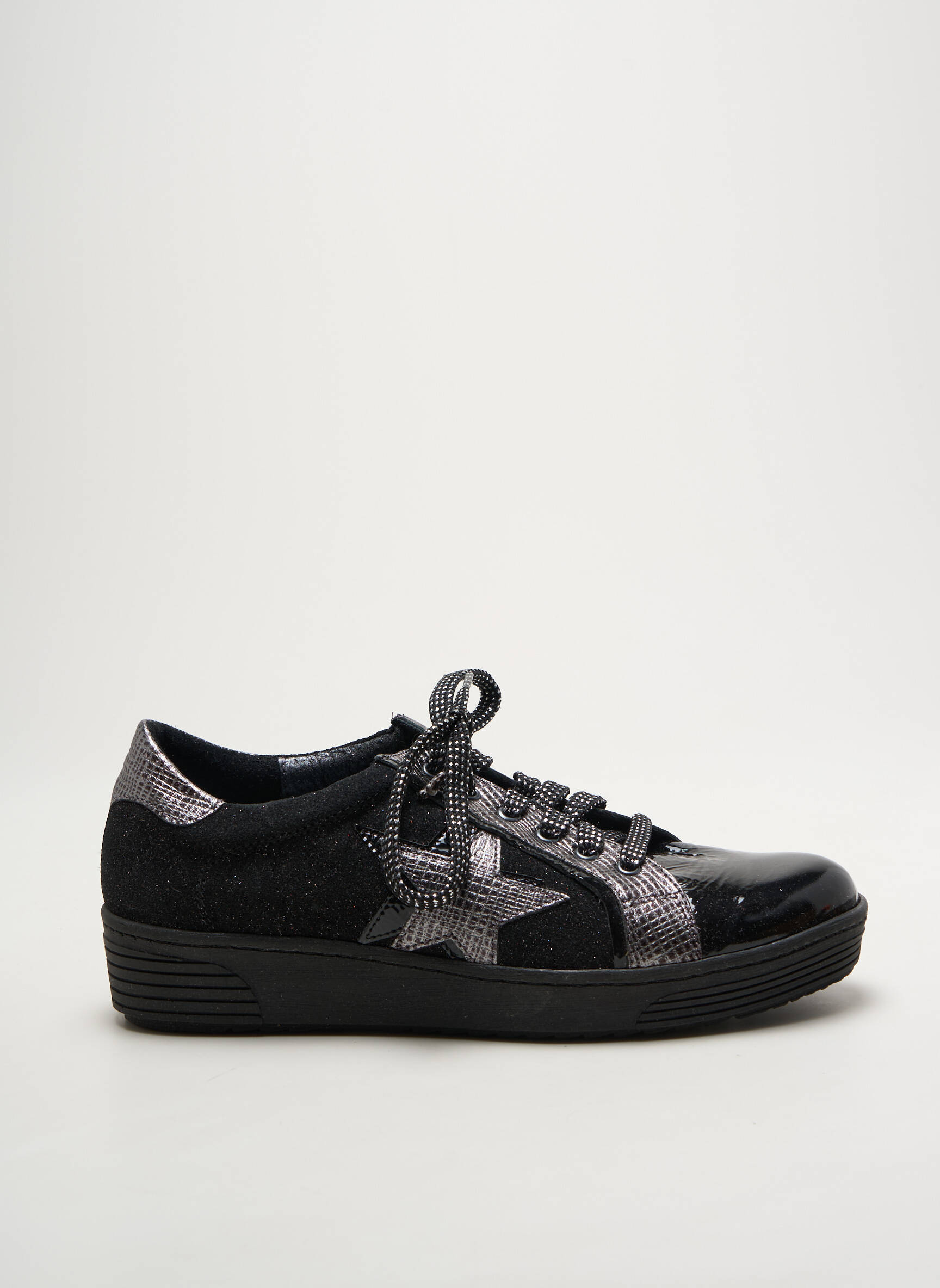 Bėgimo bateliai nubuko audinys plokščias kulnas iki 3 cm juodas GEO-REINO moteris