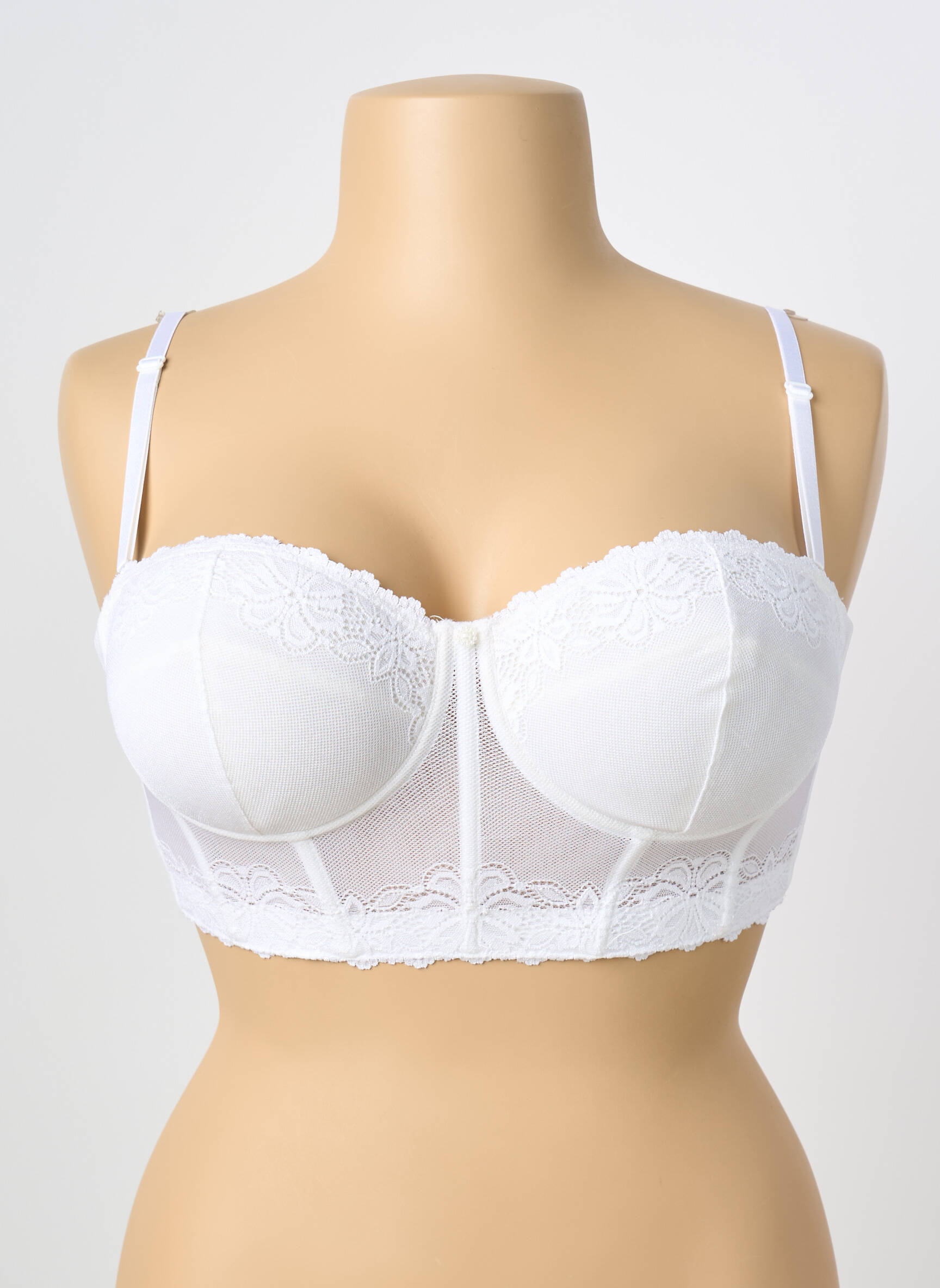 Liemenėlė satino efektas aukštas balkoninis liemenėlė baltas ALNA LINGERIE moteris