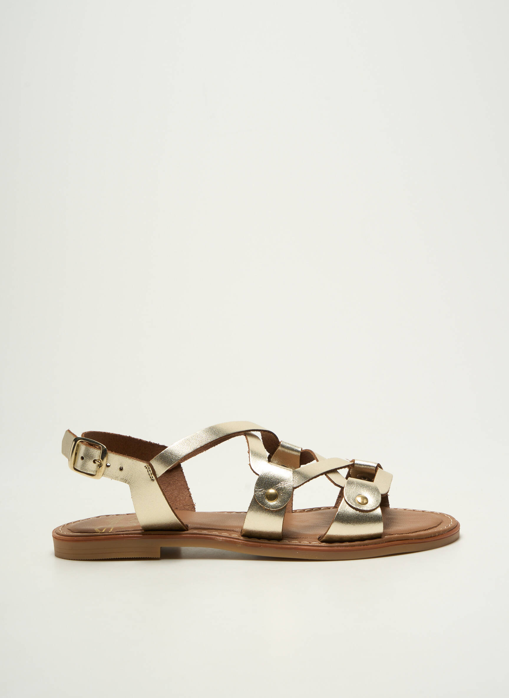 Sandalai/nu pėdos chiquet plokščias kulnas iki 3 cm auksas STUDIO SCARPE moteris