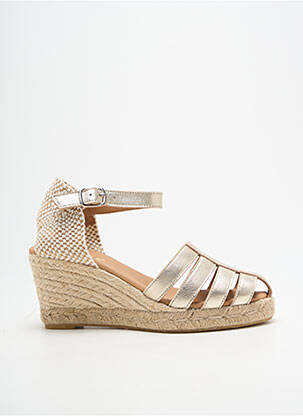 Espadrilės satino audinys kulnas nuo 7 iki 9 cm auksas EMMA moteris