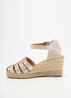 Espadrilės satino audinys kulnas nuo 7 iki 9 cm auksas EMMA moteris