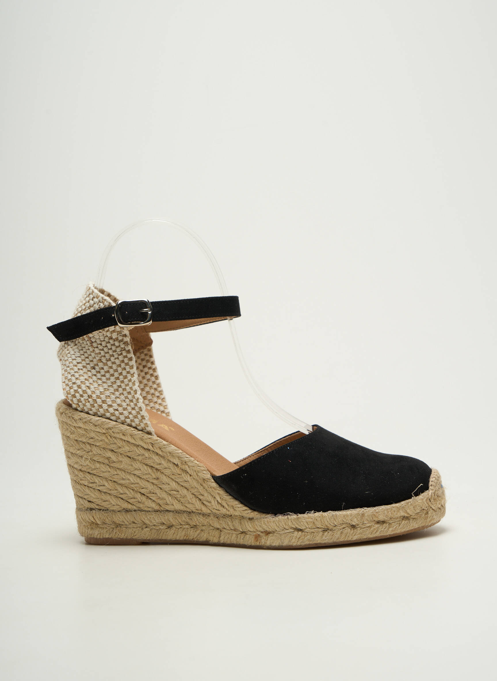 Espadrilės apvalus mygtukas kulnas nuo 7 iki 9 cm juodas EMMA moteris