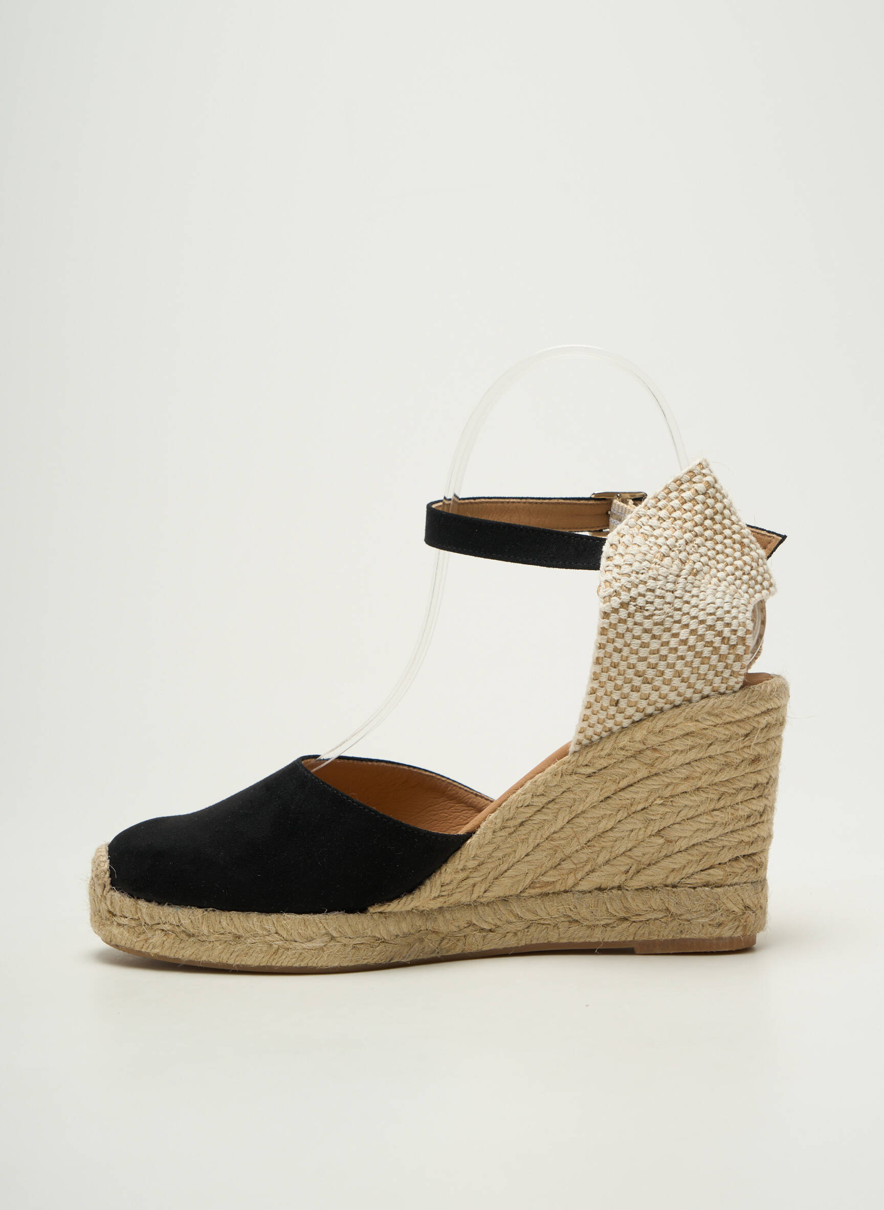 Espadrilės apvalus mygtukas kulnas nuo 7 iki 9 cm juodas EMMA moteris