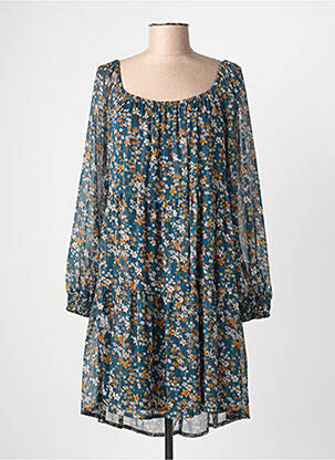 Pusilgių suknelė gėlių raštas ilgos rankovės žalias COULEURS DU TEMPS moteris