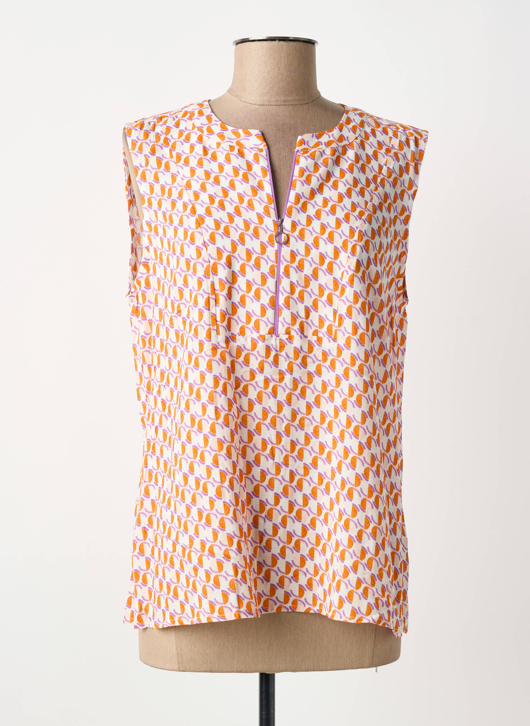 Viršūnė krepos audinys be rankų oranžinė TINTA STYLE moteris