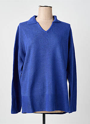 Megztinis centrinė iškirptė ilgos rankovės mėlyna CASHMERE FEELING moteris