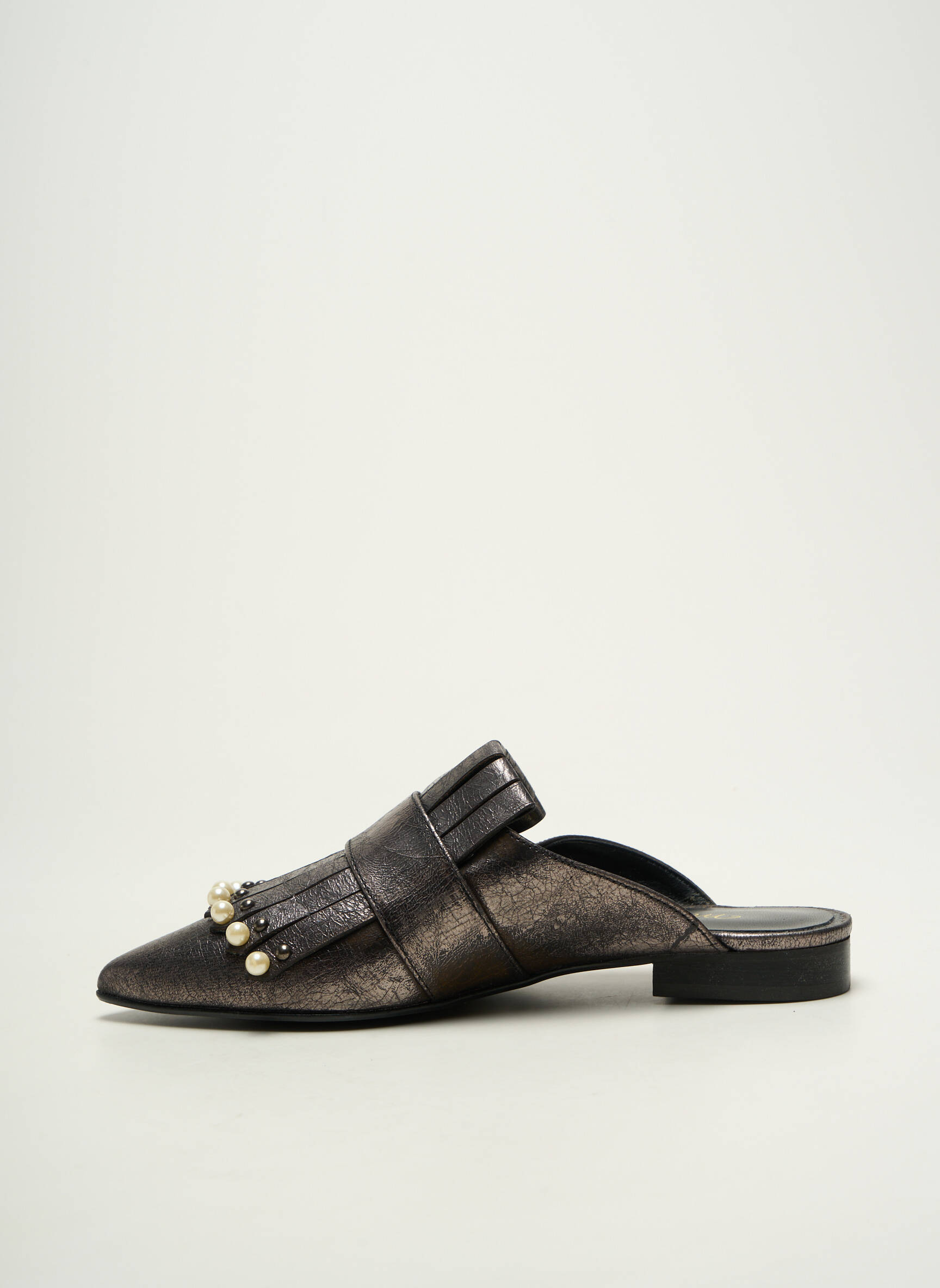 Mule/sabotai satino audinys plokščias kulnas iki 3 cm sidabrinė MARGOT LOI moteris