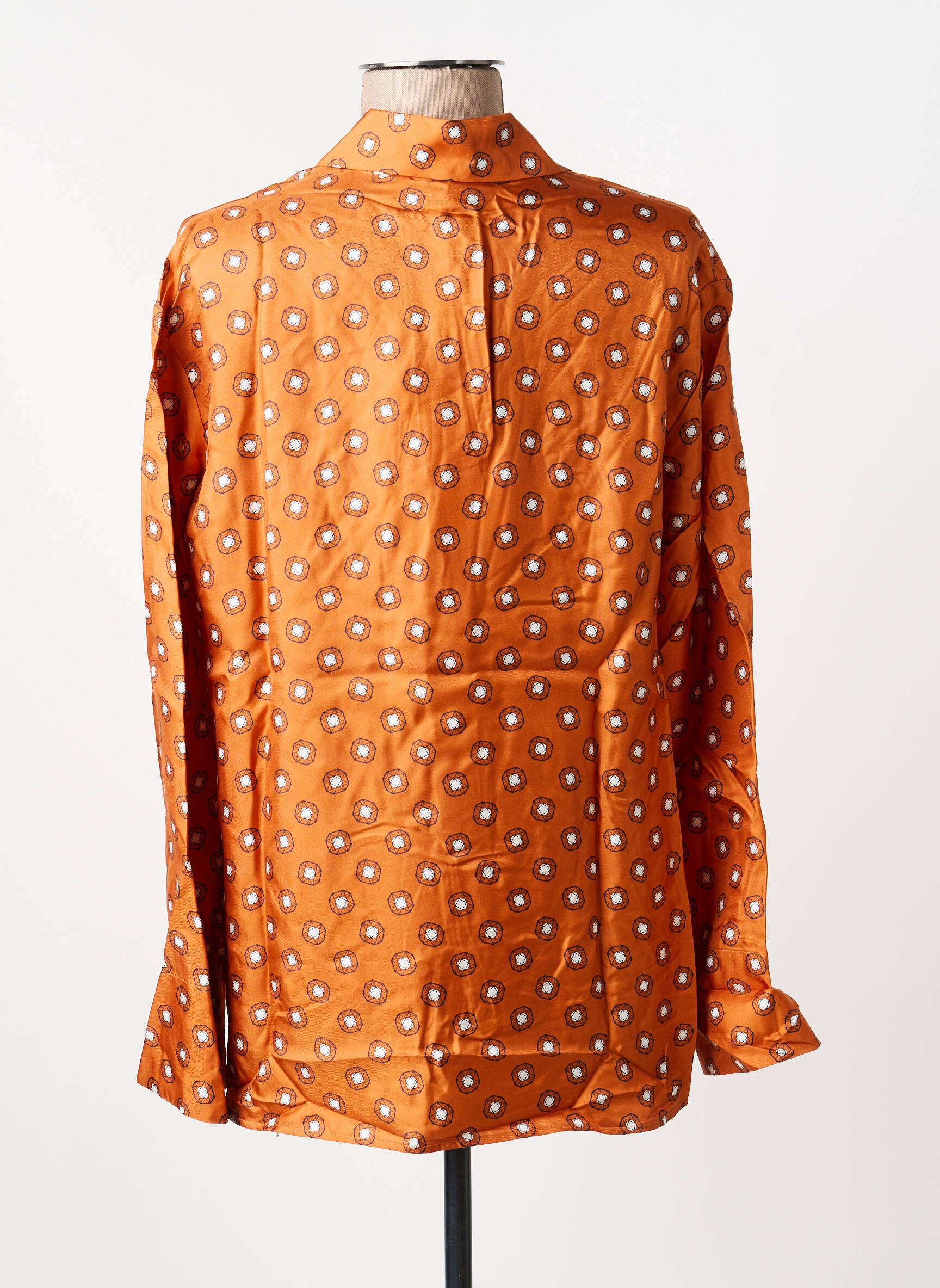Moteriškas marškinys fantazijos raštas ilgos rankovės oranžinė MAX MARA moteris