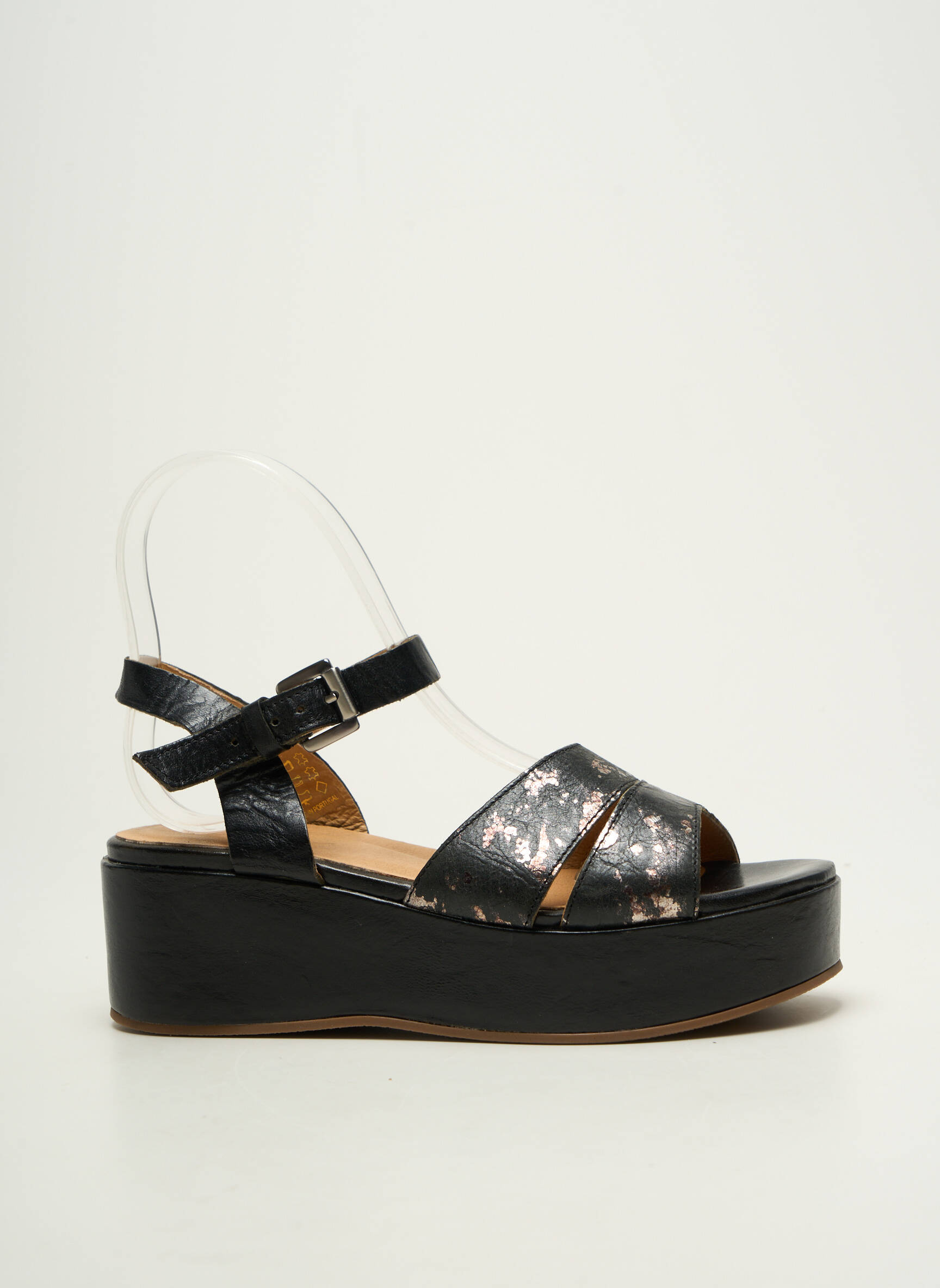 Sandalai/nu pėdos lygus medžiaga kulnas nuo 4 iki 6 cm juodas MINKA DESIGN moteris