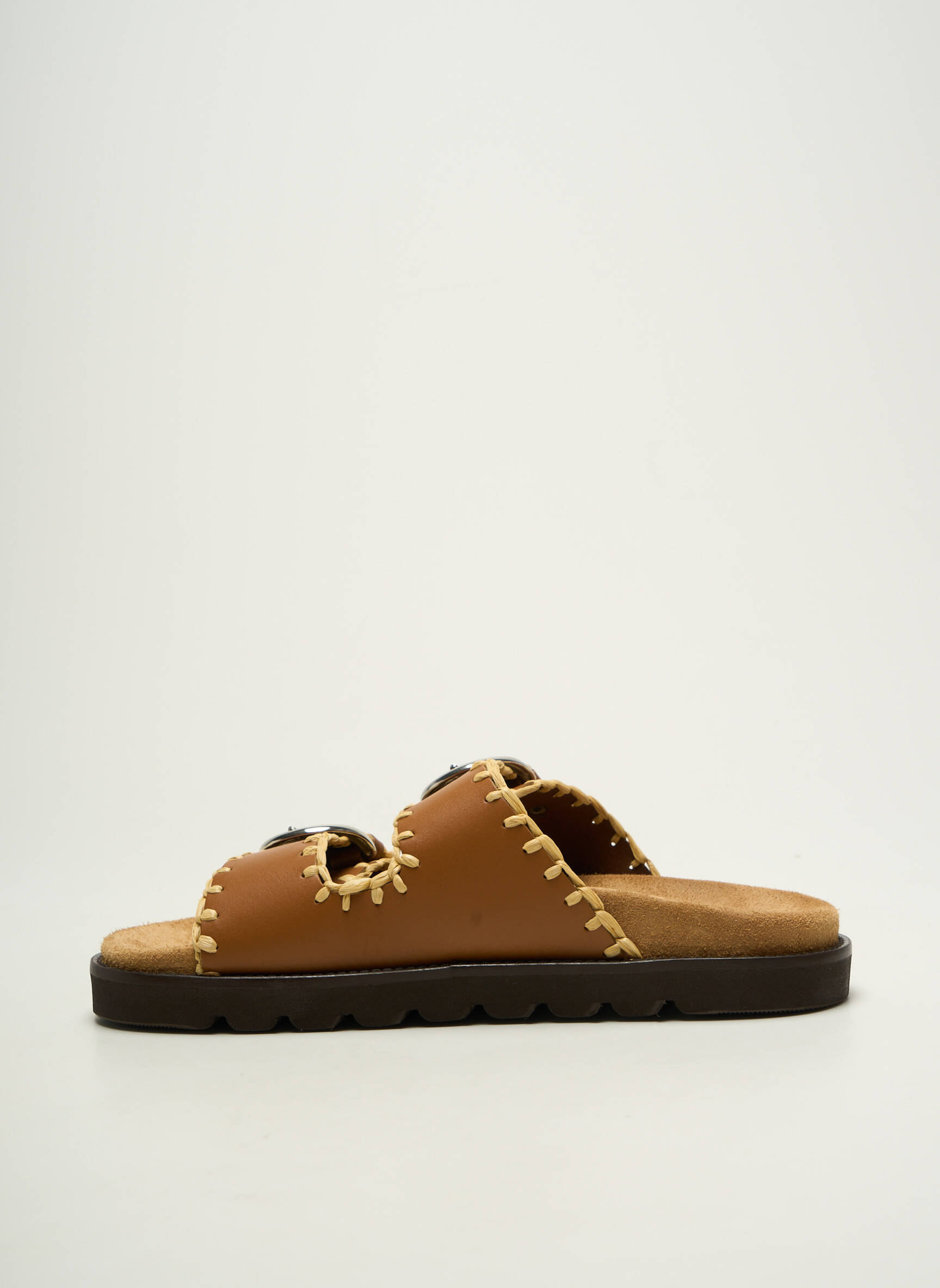 Mule/sabotai lygus medžiaga plokščias kulnas iki 3 cm rudas WEEKEND MAXMARA moteris