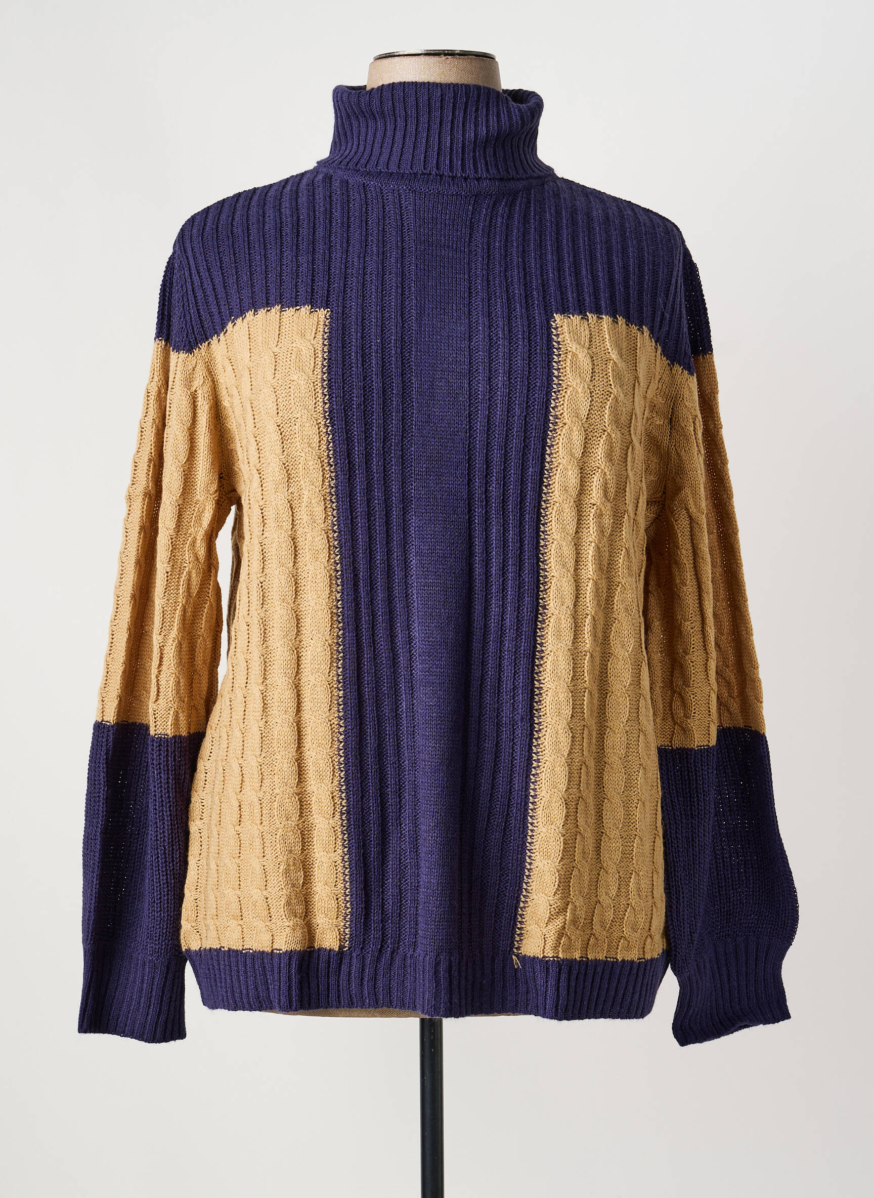 Megztinis su aukštu kaklu centrinė iškirptė ilgos rankovės mėlyna SHEEGO moteris