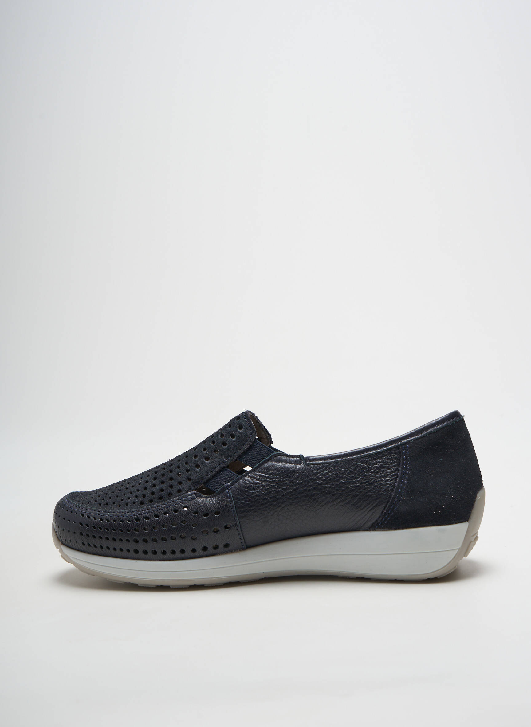 Slip-on batai satino audinys plokščias kulnas iki 3 cm mėlyna ARA moteris