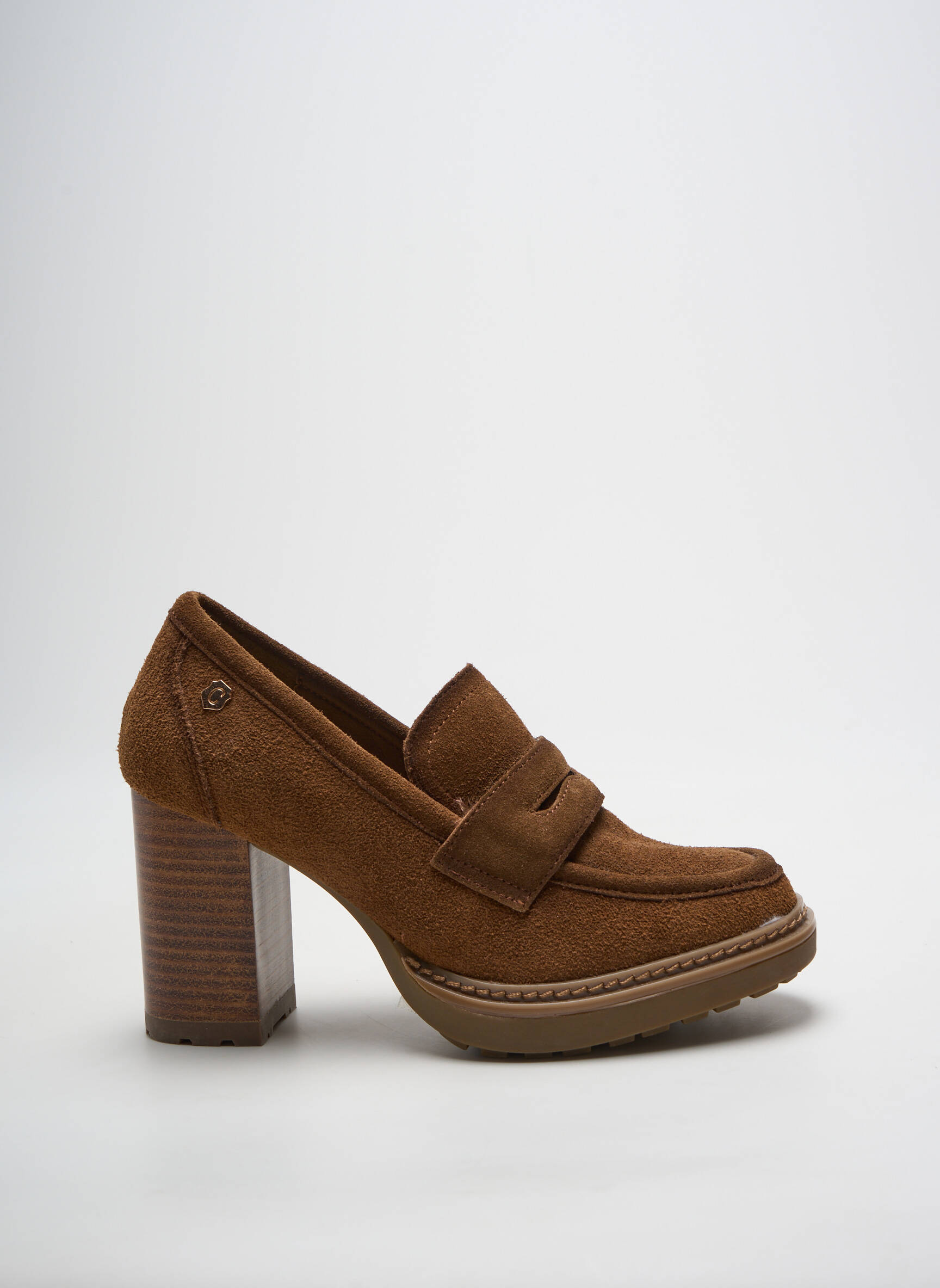 Mokasīnai nubuko audinys kulnas nuo 7 iki 9 cm rudas CARMELA moteris