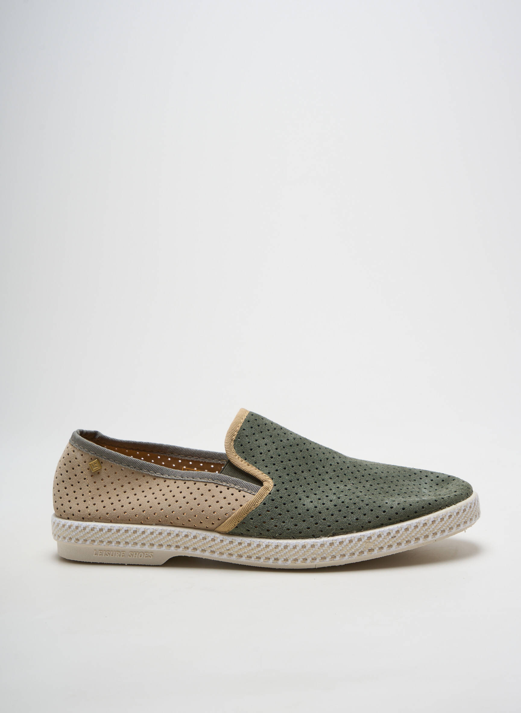 Slip-on batai apvalus mygtukas plokščias kulnas iki 3 cm žalias RIVIERAS moteris