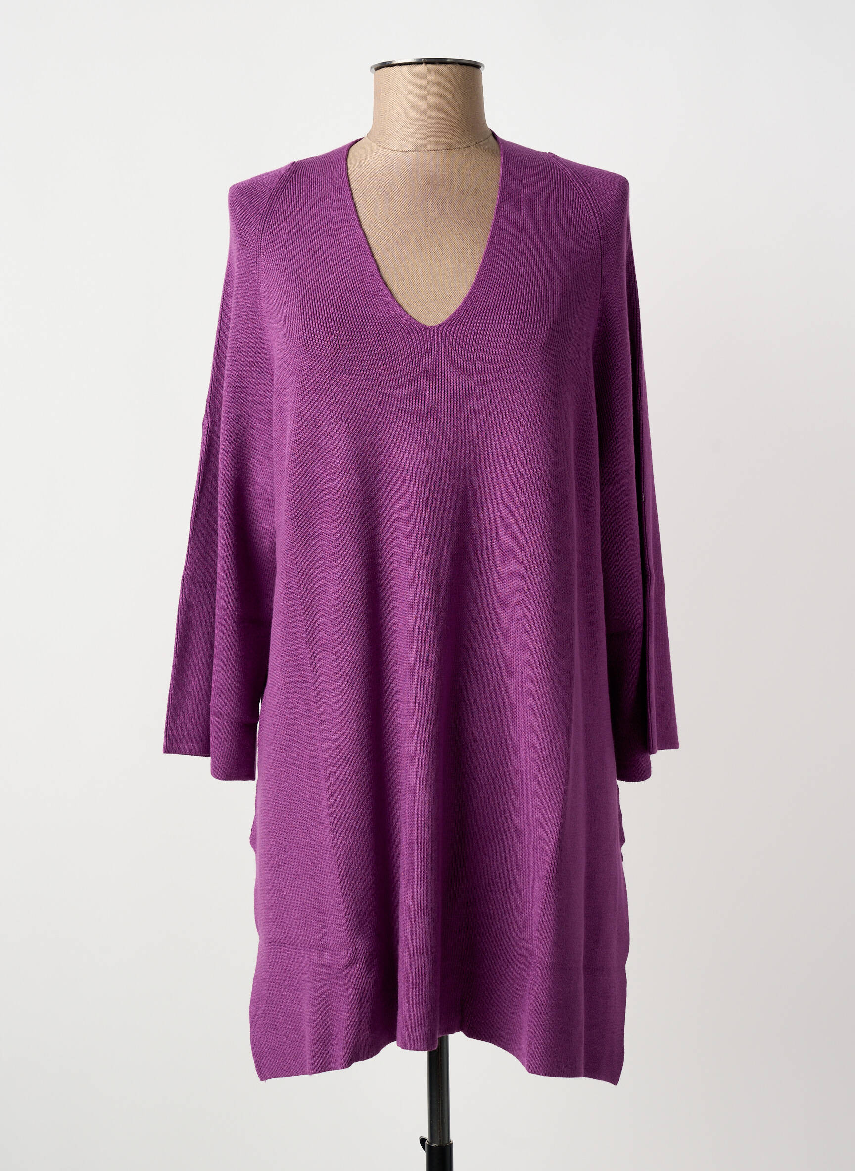 Tunikinis megztinis tamprumas 3/4 rankovės violetinis MASAI moteris