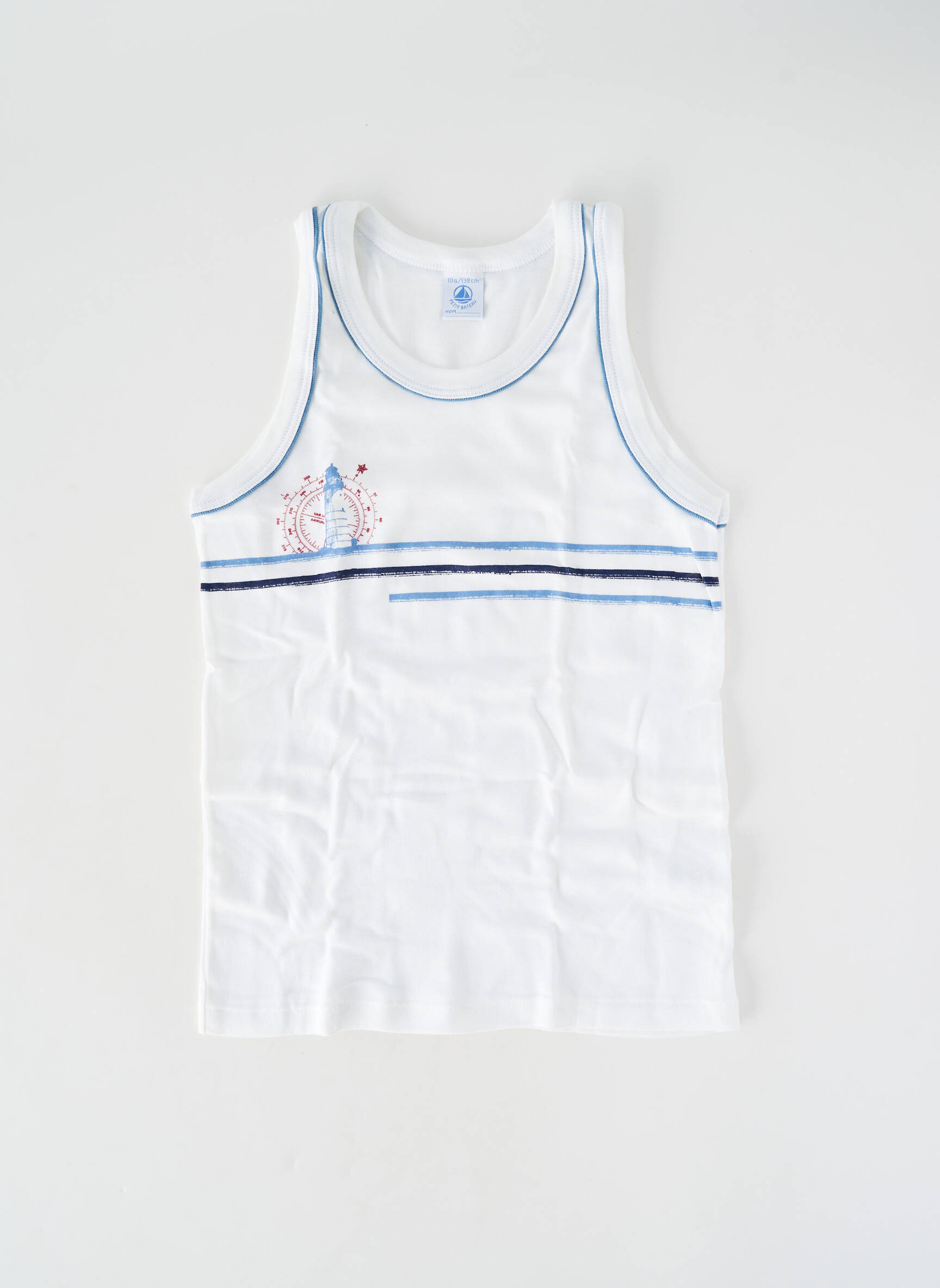 Marškiniai be rankovių tamprumas be rankų mėlyna PETIT BATEAU berniukas
