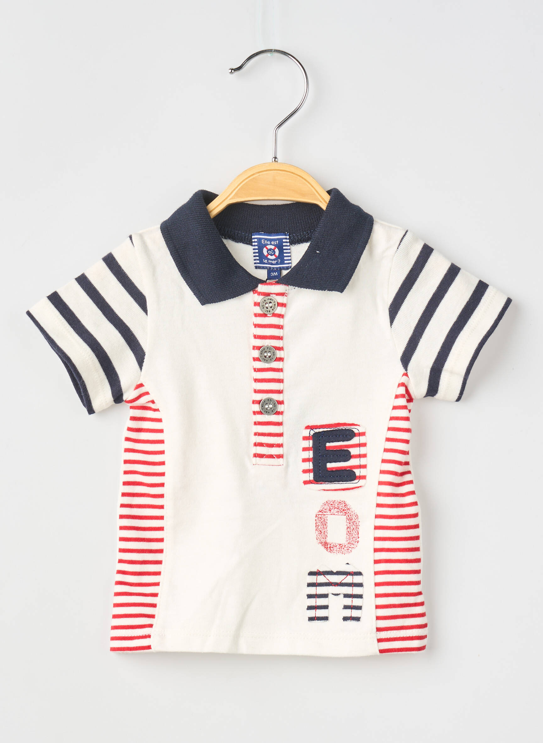 Polo jersey audinys trumpas rankovės mėlyna ELLE EST OU LA MER berniukas