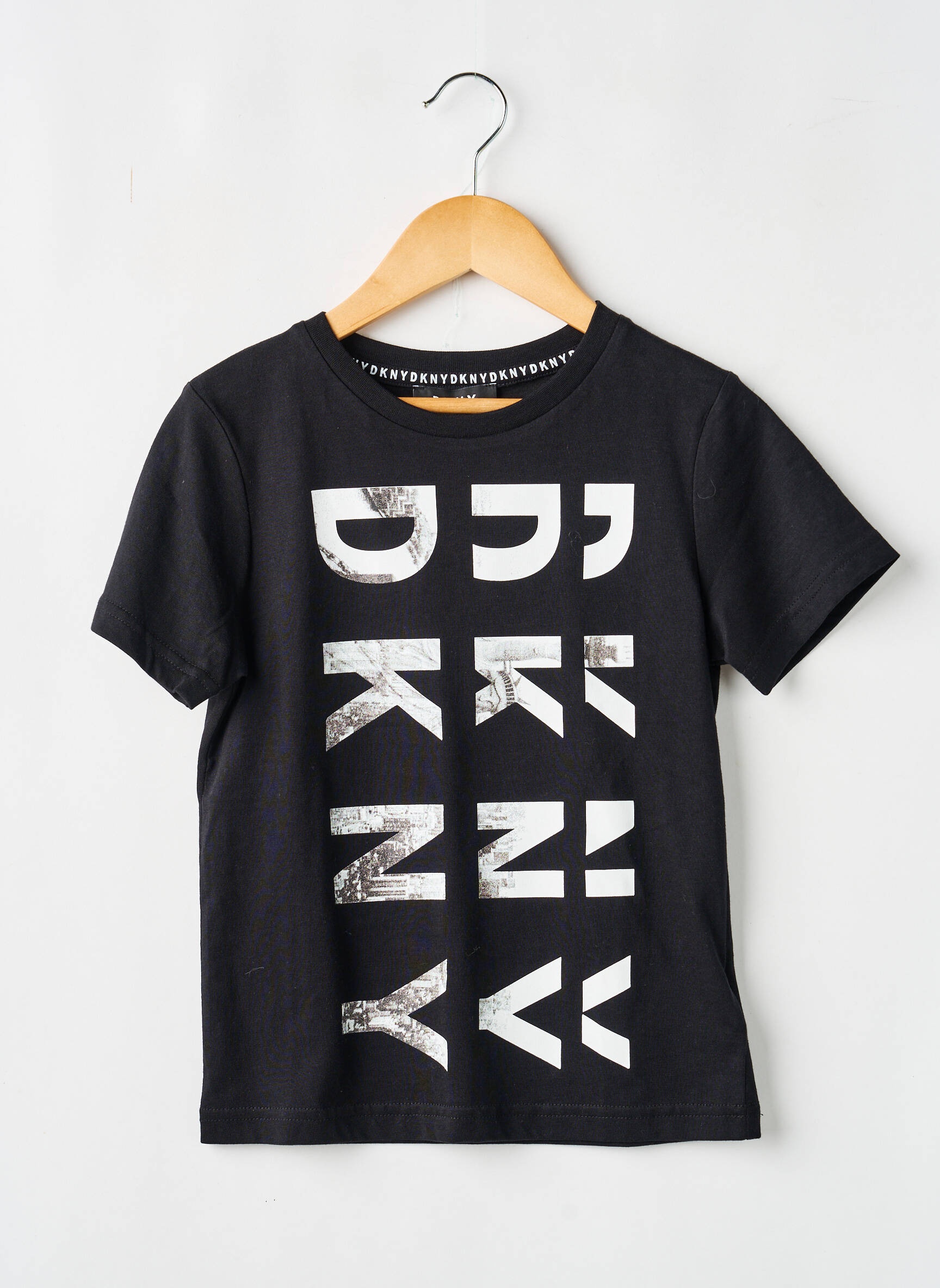 T-marškinys floqué serigrafija trumpas rankovės juodas DKNY berniukas