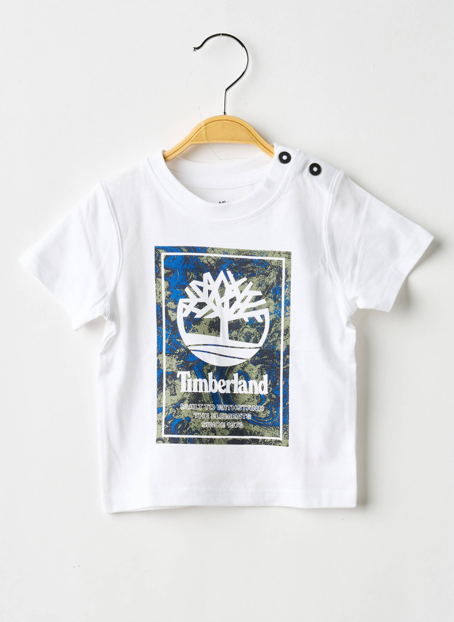 T-marškinys floqué serigrafija trumpas rankovės baltas TIMBERLAND berniukas