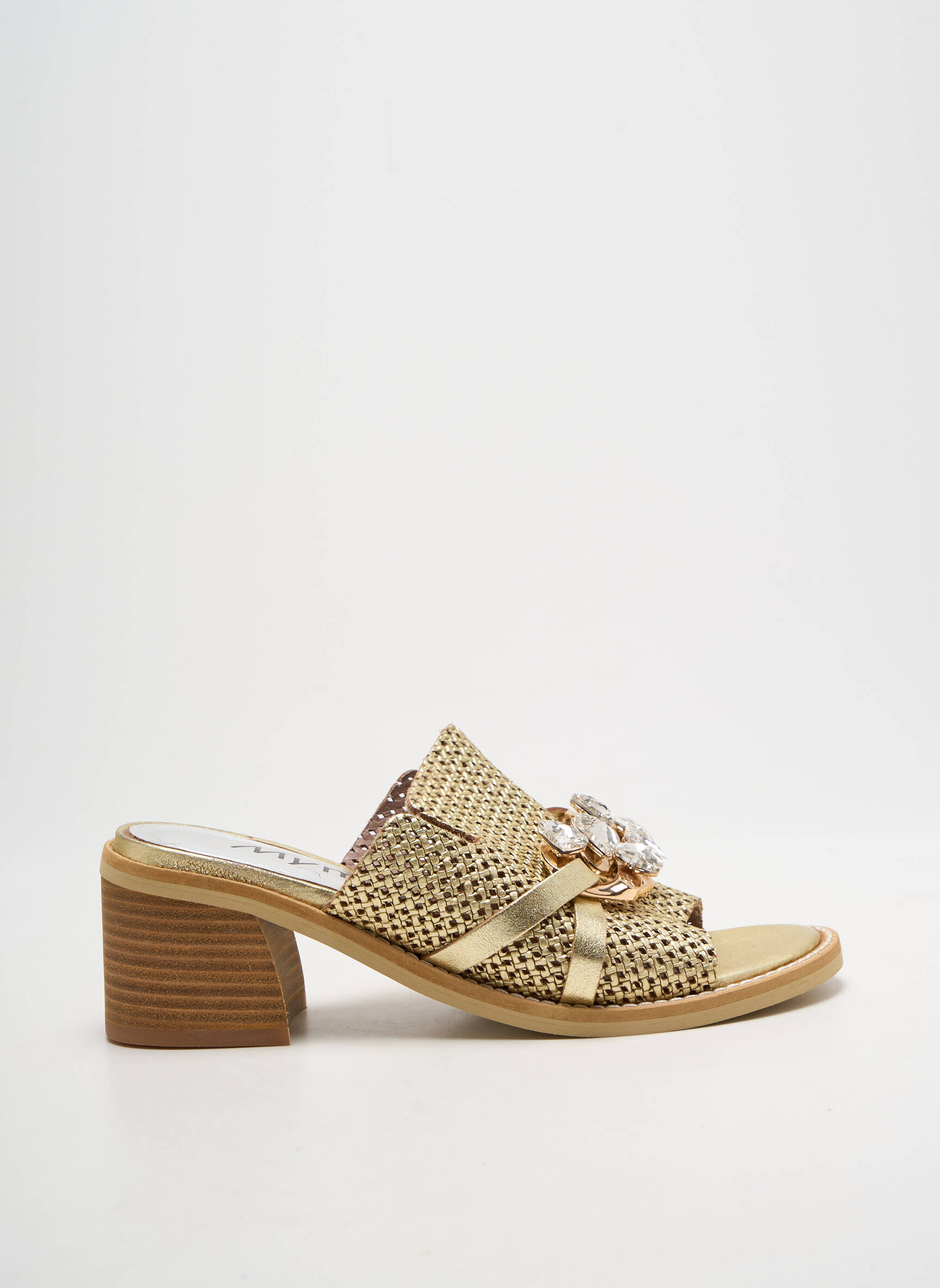 Mule/sabotai satino audinys kulnas nuo 4 iki 6 cm auksas MYMA moteris