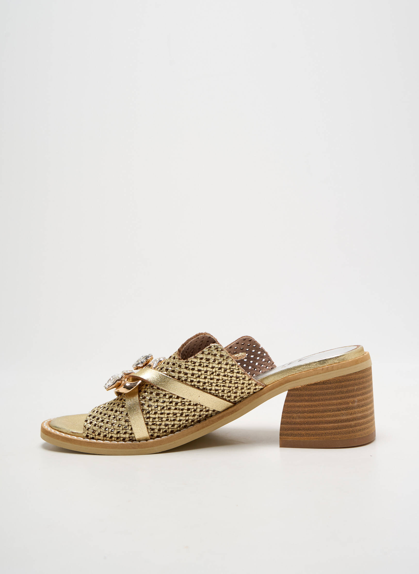 Mule/sabotai satino audinys kulnas nuo 4 iki 6 cm auksas MYMA moteris