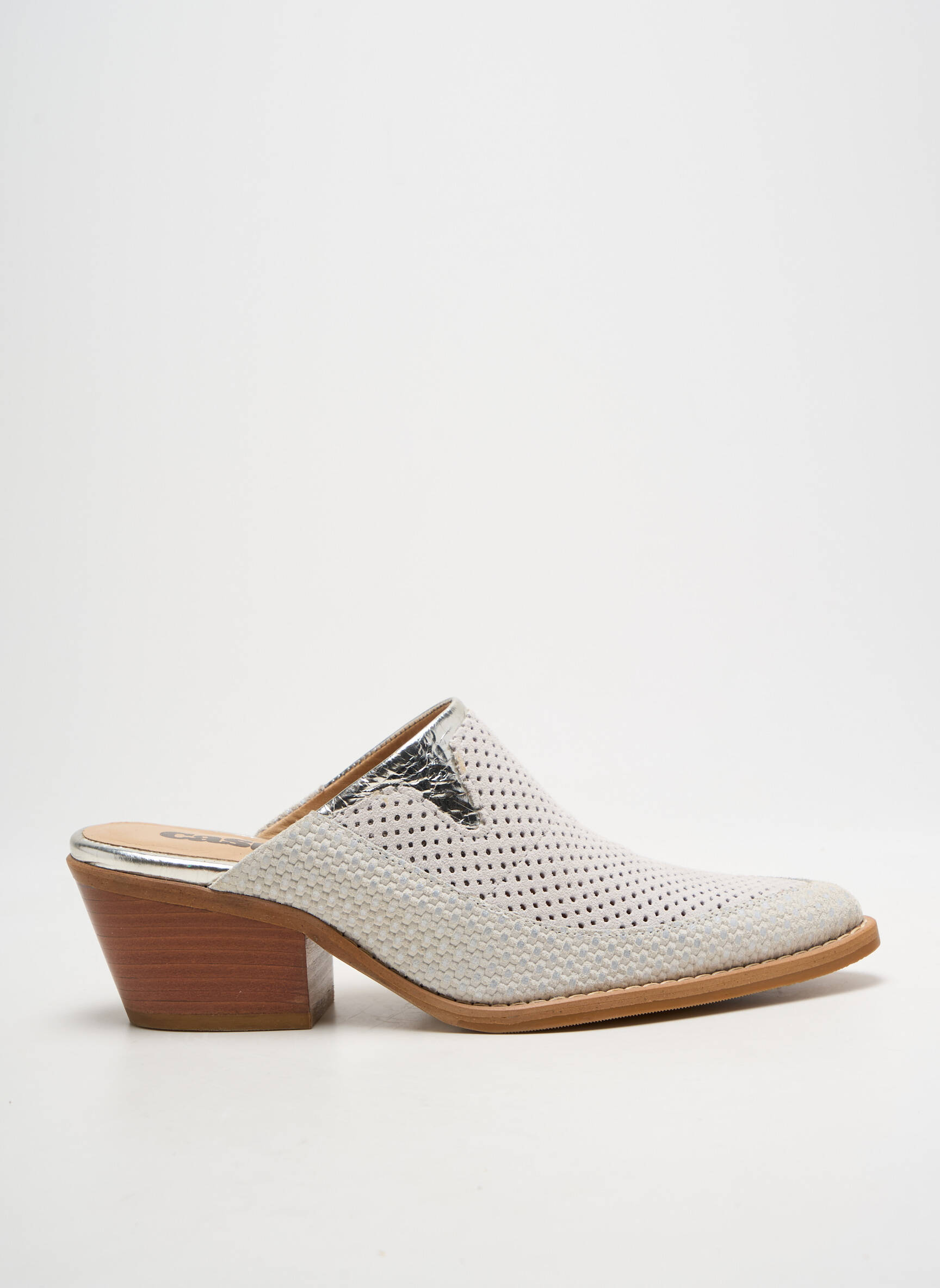 Mule/sabotai satino audinys kulnas nuo 4 iki 6 cm sidabrinė CASTA moteris