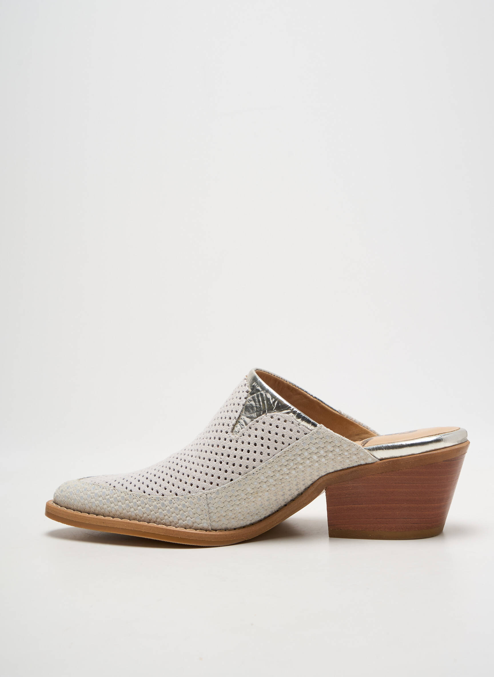 Mule/sabotai satino audinys kulnas nuo 4 iki 6 cm sidabrinė CASTA moteris