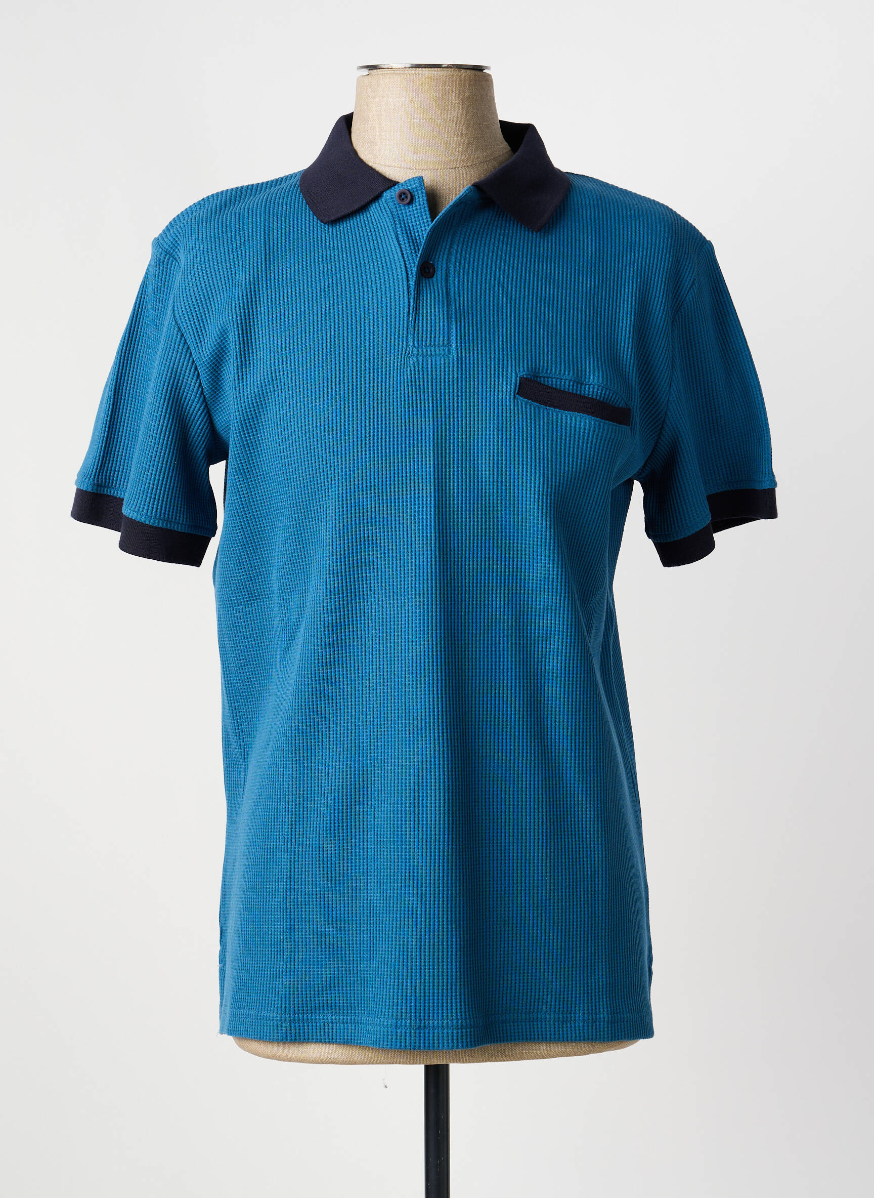 Polo jersey audinys trumpas rankovės mėlyna SINGULIER vyras